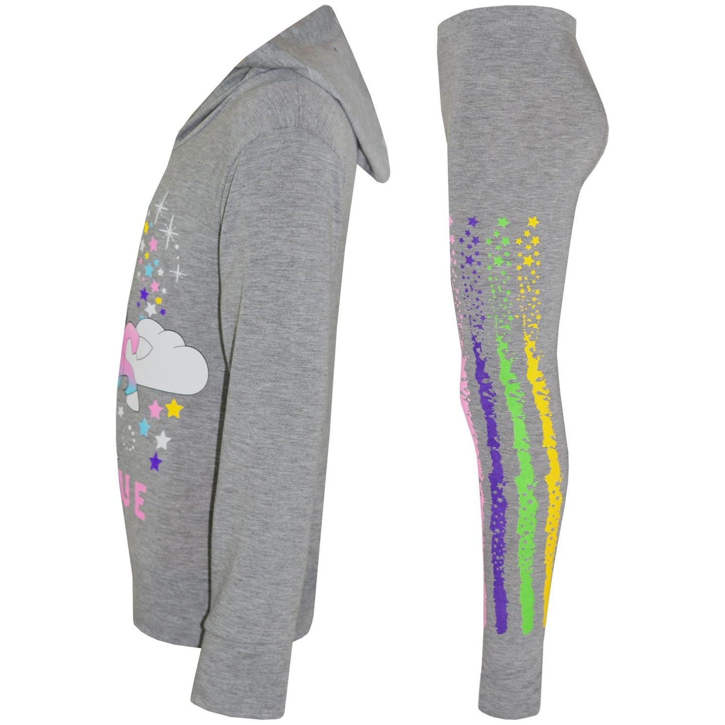 Kids Girls Top Dabbing Unicorn Floss Unique Rainbow Hooded Legging Set Tracksuit