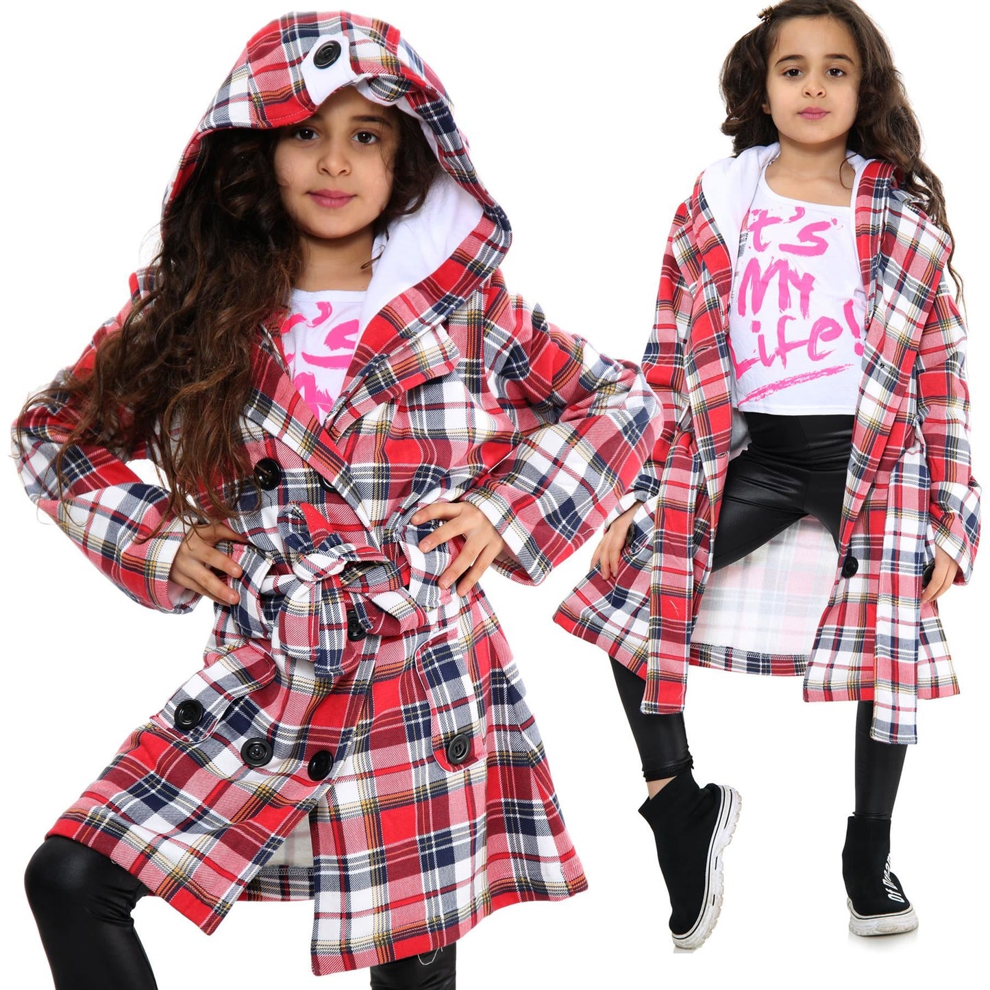 A2Z 4 Kids Parka Jacket Hooded Warm Jacket Oversized Belted Cuffs 5 -13 Years