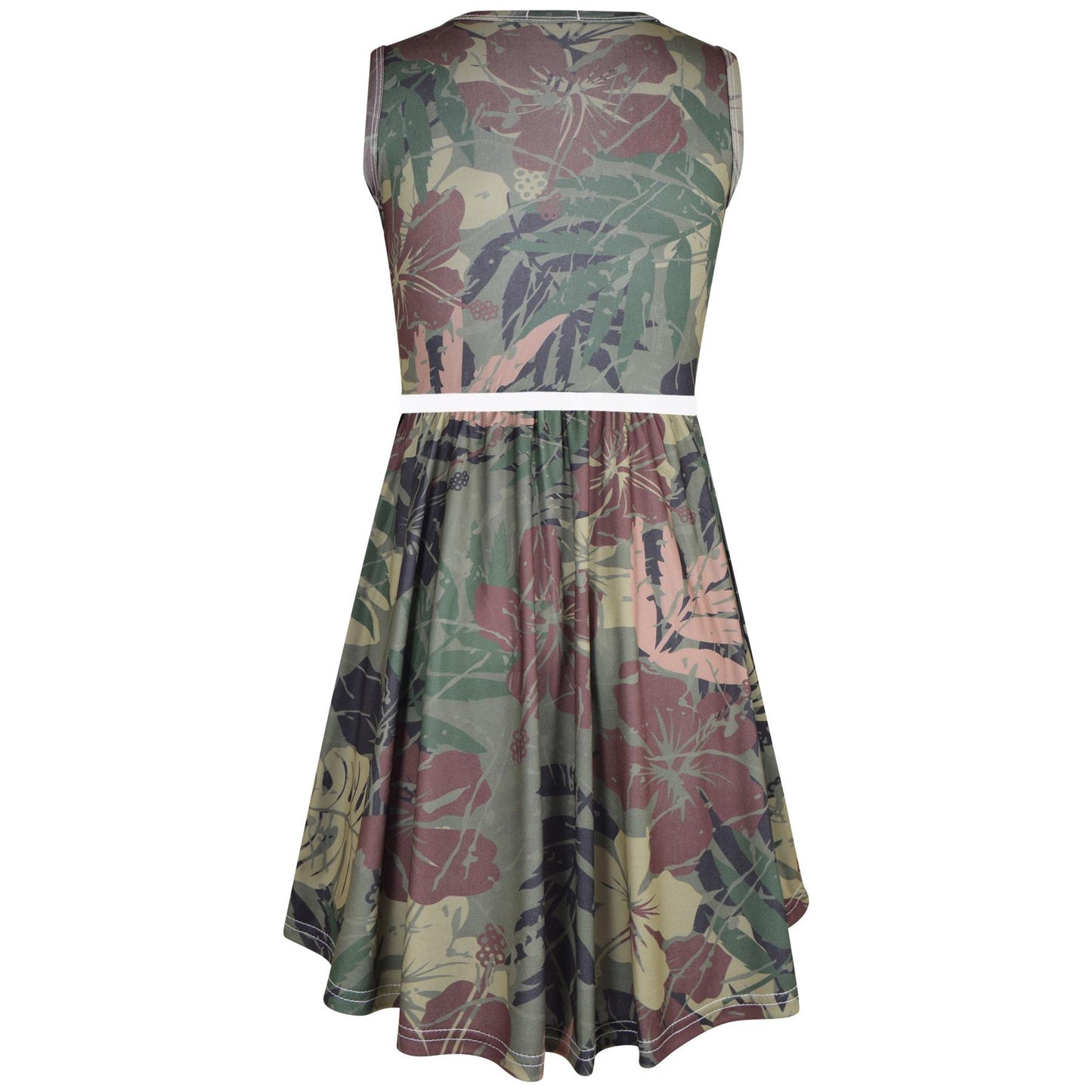 Kids Girls Skater Dress Sleeveless Camo Leaf Print Party Fashion Summer Dresses