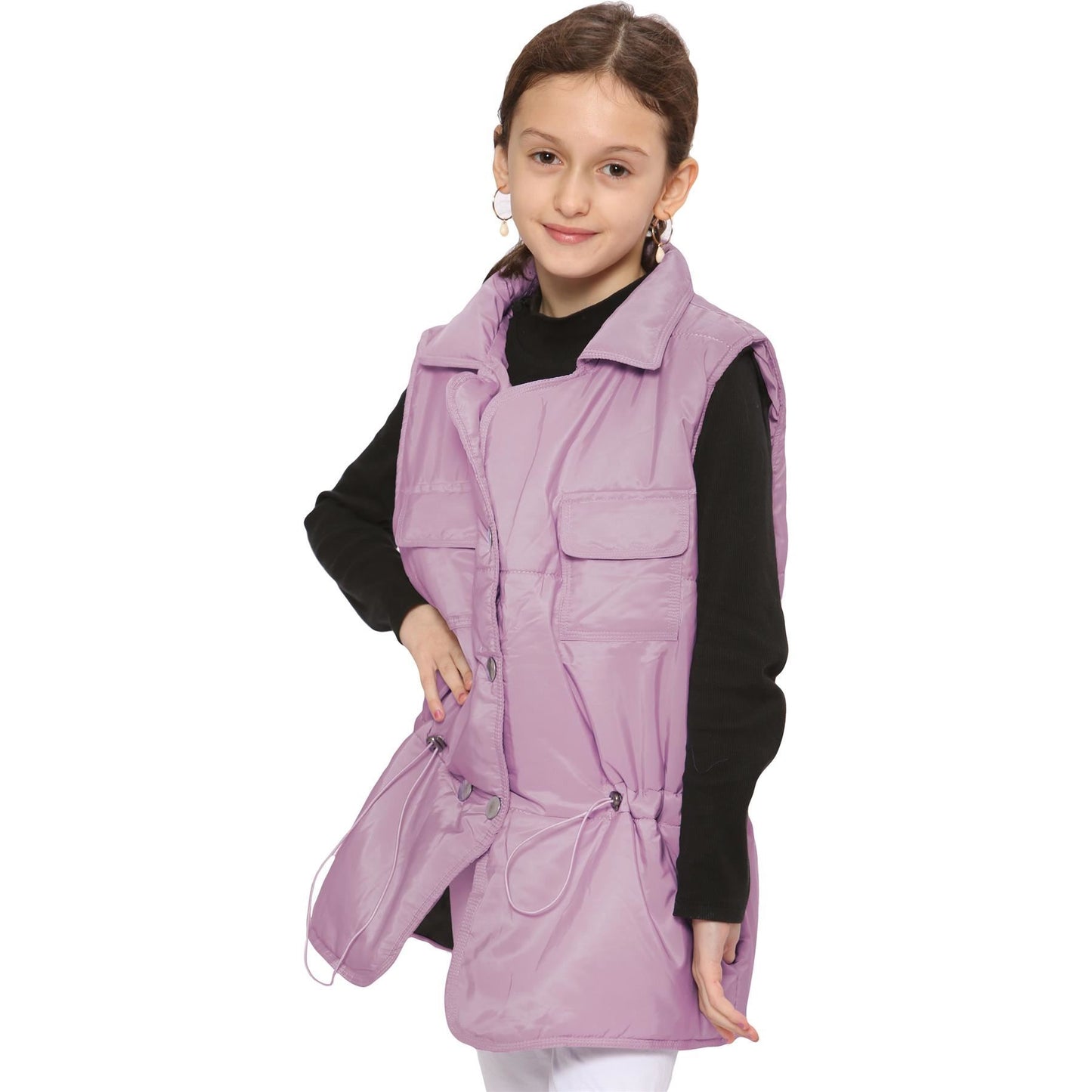Kids Girls Sleeveless Coat Gilet Fashion Oversized Gilet Style Jacket Coat