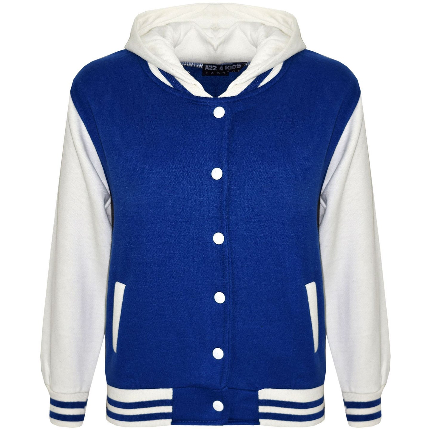 kids Girls Boys B.B Plain Hooded Jacket Varsity Classic Baseball Style Coat 2-13