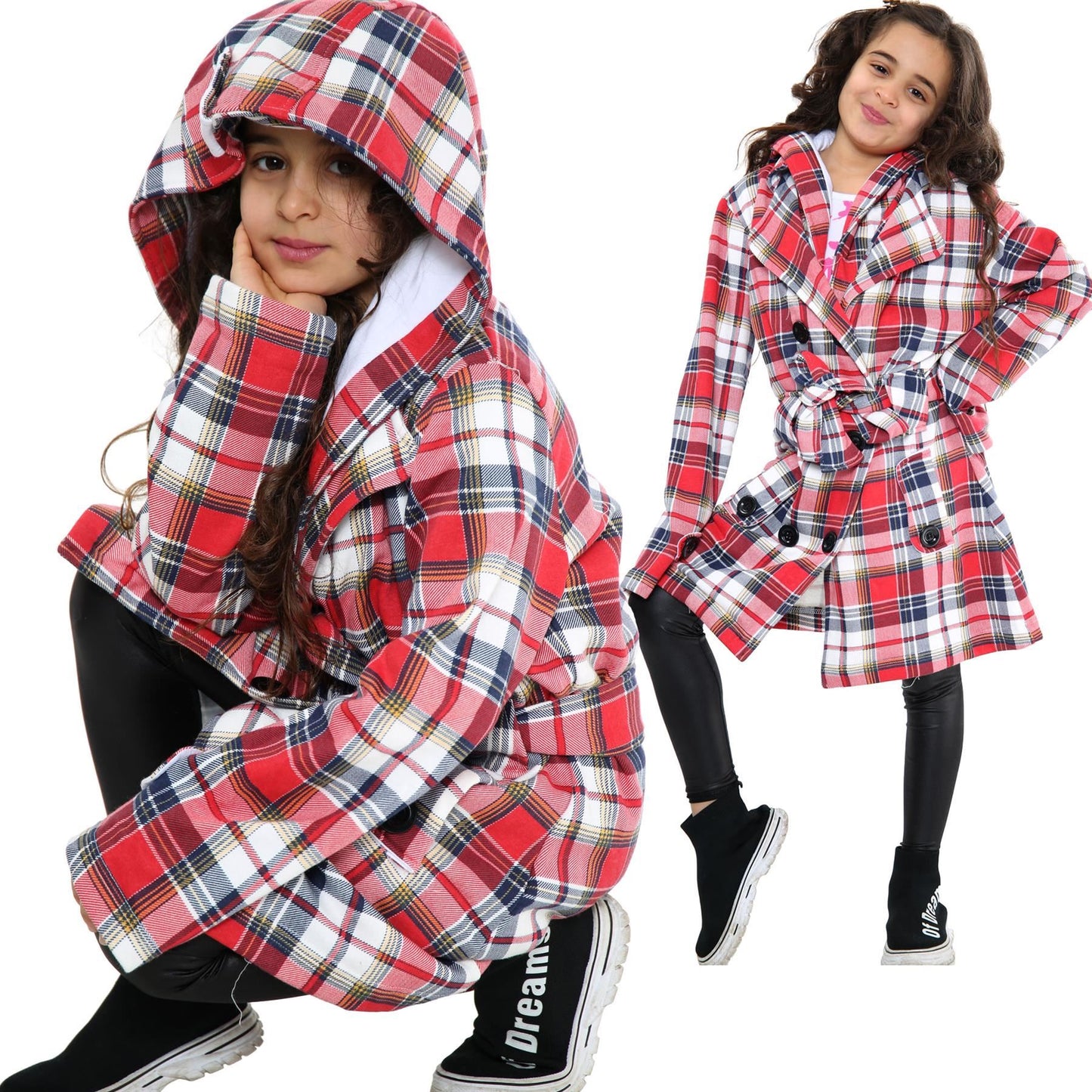 A2Z 4 Kids Parka Jacket Hooded Warm Jacket Oversized Belted Cuffs 5 -13 Years