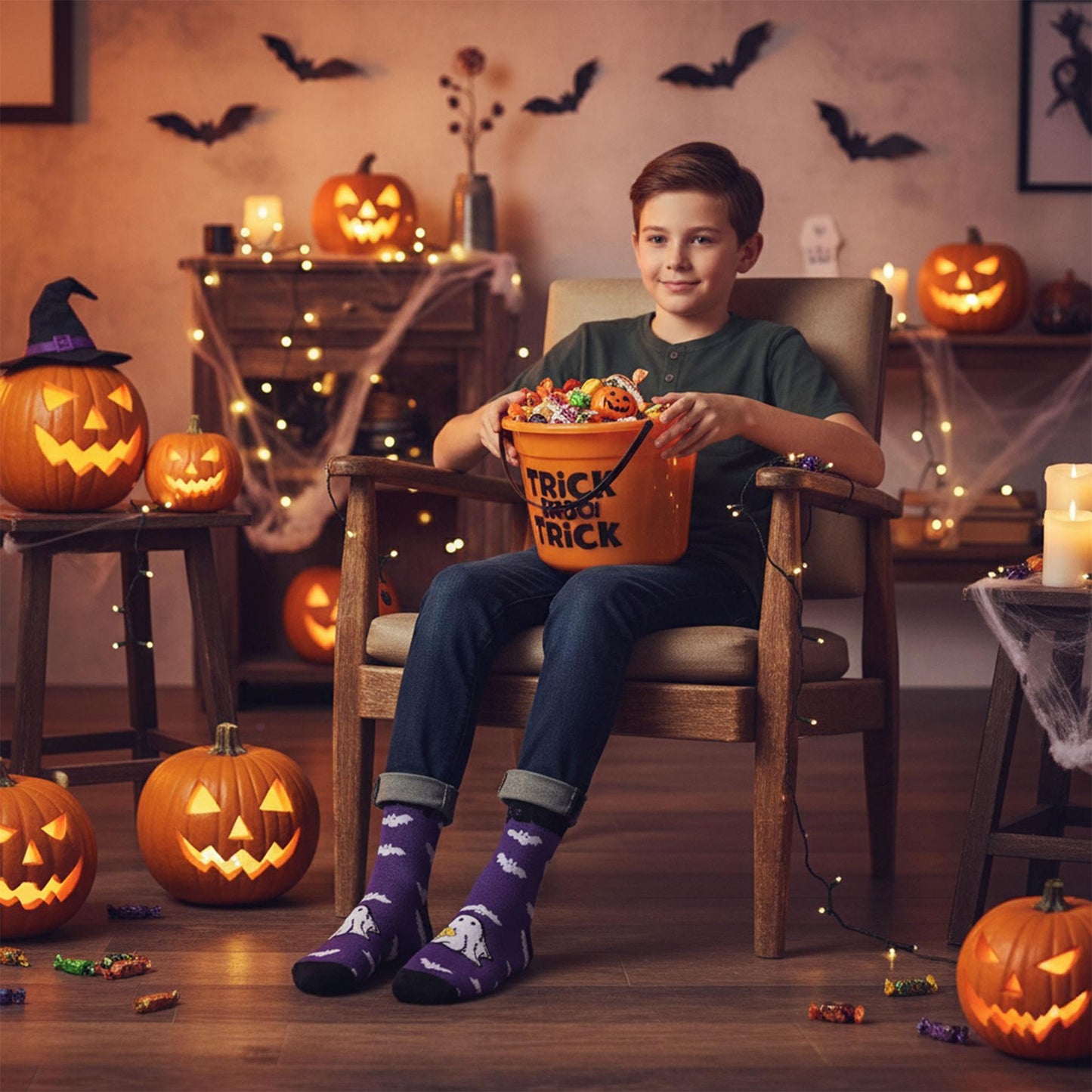 A2Z 4 Kids Girls Boys Novelty Halloween Boo Crew Socks Comfort Warm Thick Socks