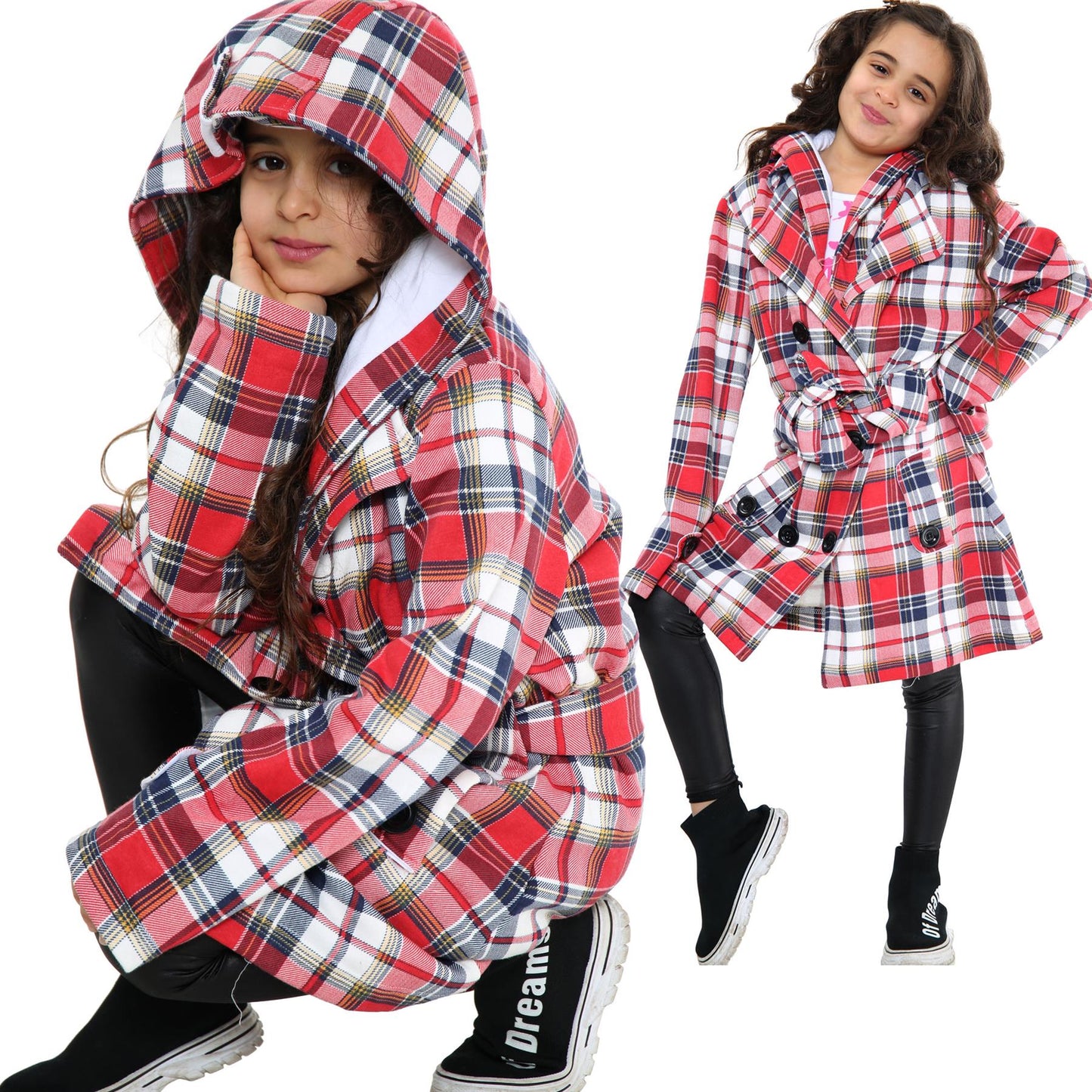 A2Z 4 Kids Parka Jacket Hooded Warm Jacket Oversized Belted Cuffs 5 -13 Years