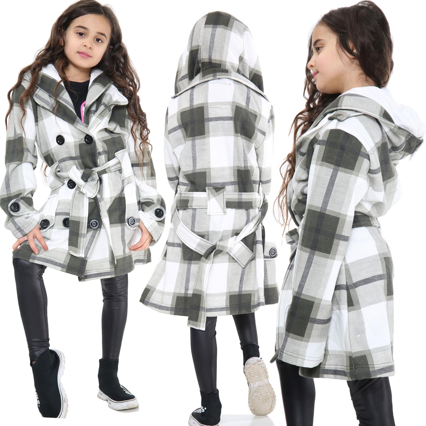A2Z 4 Kids Parka Jacket Hooded Warm Jacket Oversized Belted Cuffs 5 -13 Years