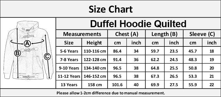 KIDS GIRLS BOYS DUFFEL HOODIE KIDS QUILTED FLEECE HOODED JACKET AGE 7-13 YEARS