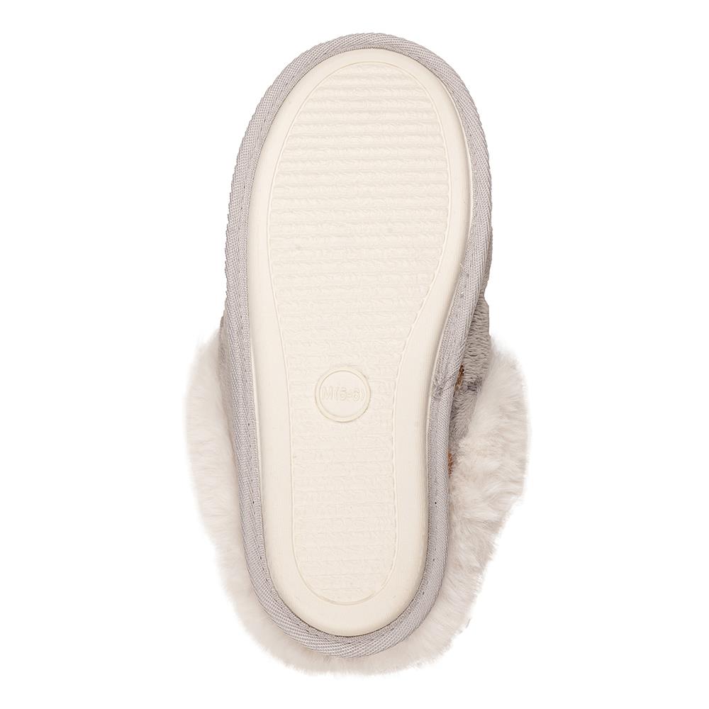 A2Z Ladies Foil Heart and Star Mule Slippers Warm Faux Fur Lined Indoor Shoes