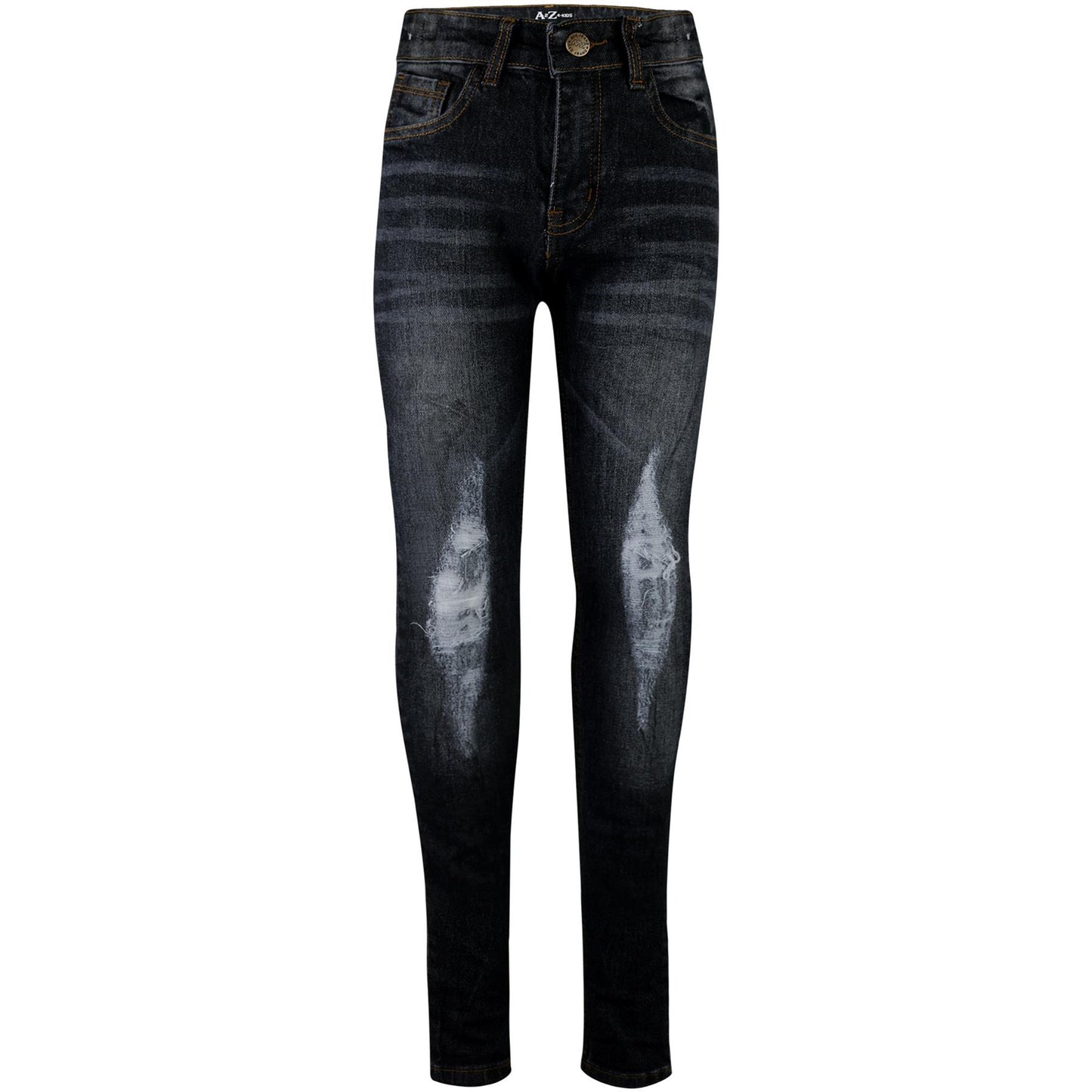 Kids Boys Stretchy Jeans Knee Ripped Denim Skinny Bikers Pants Slim Trouser 5-13