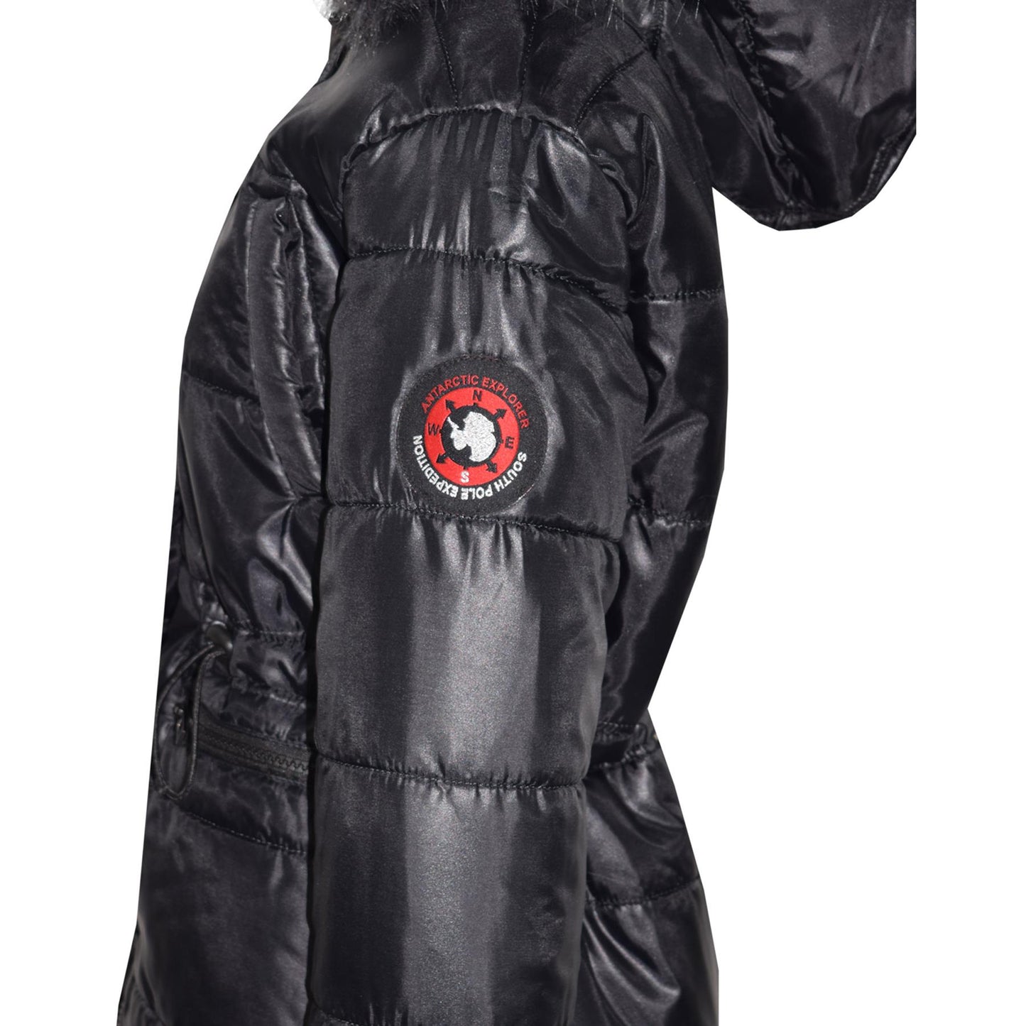 Kids Girls Jackets Puffer Hooded Detachable Faux Fur Wet Look Padded Long Coats