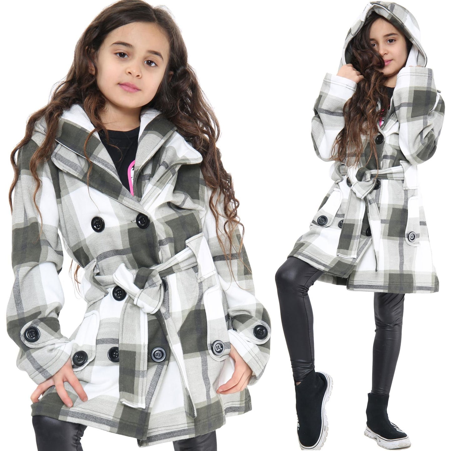 A2Z 4 Kids Parka Jacket Hooded Warm Jacket Oversized Belted Cuffs 5 -13 Years