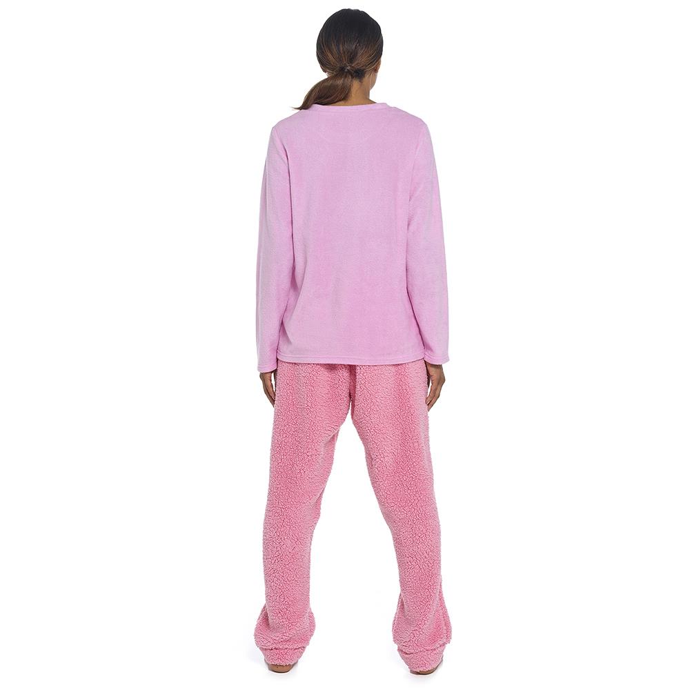Ladies Rabbit 3D Ears Soft Micro Fleece Top Sherpa Bottoms for Women Pyjama Set