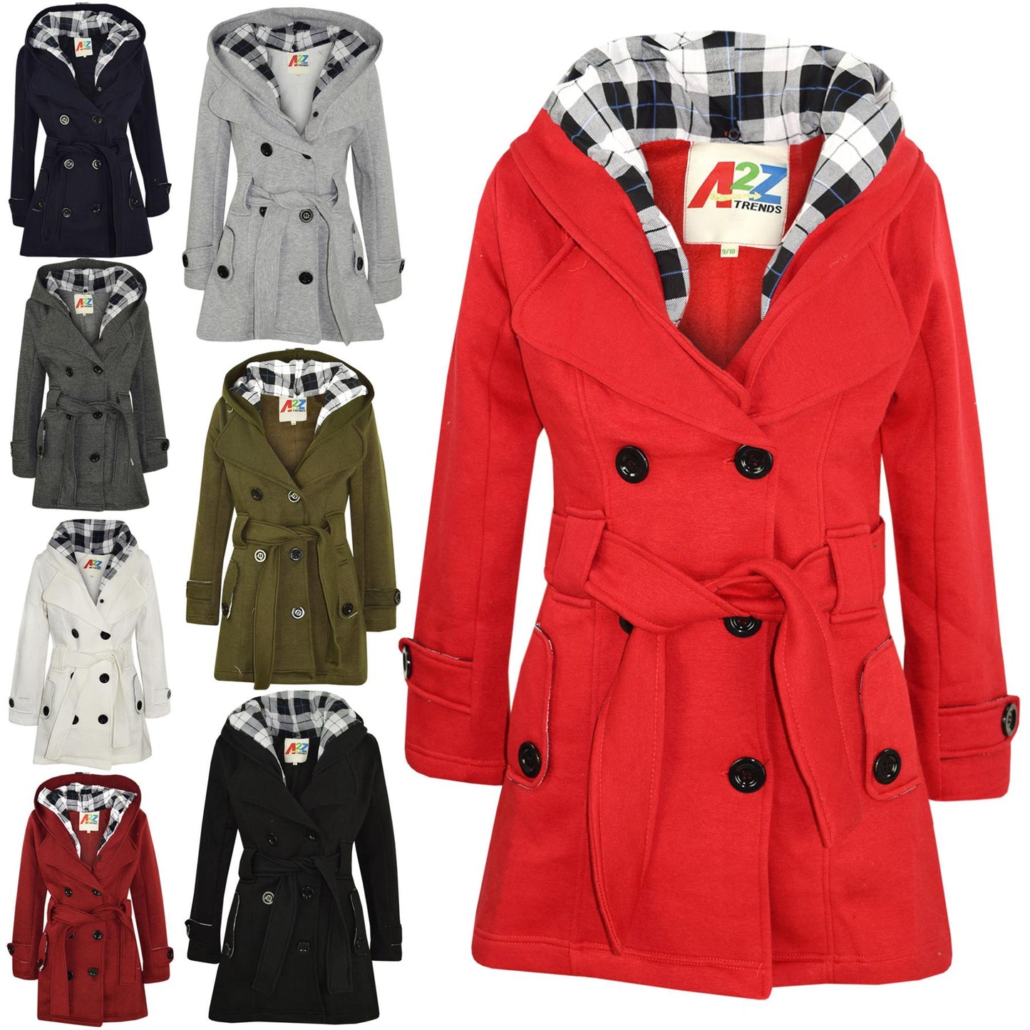 A2Z 4 Kids Parka Jacket Hooded Warm Jacket Oversized Belted Cuffs 5 -13 Years