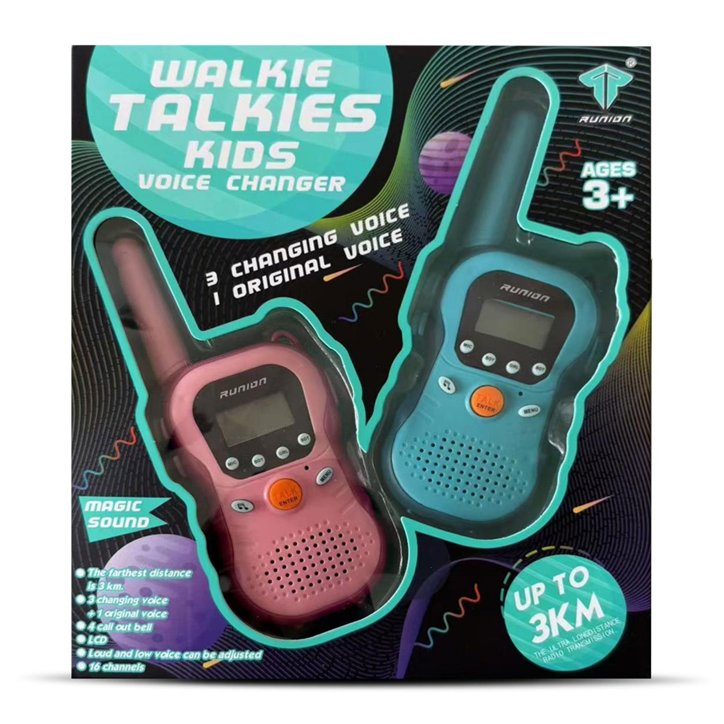 A2Z 4 Kids Walkie Talkies 3KM Range 2-Way Radio Toy Voice Changer Learning Play