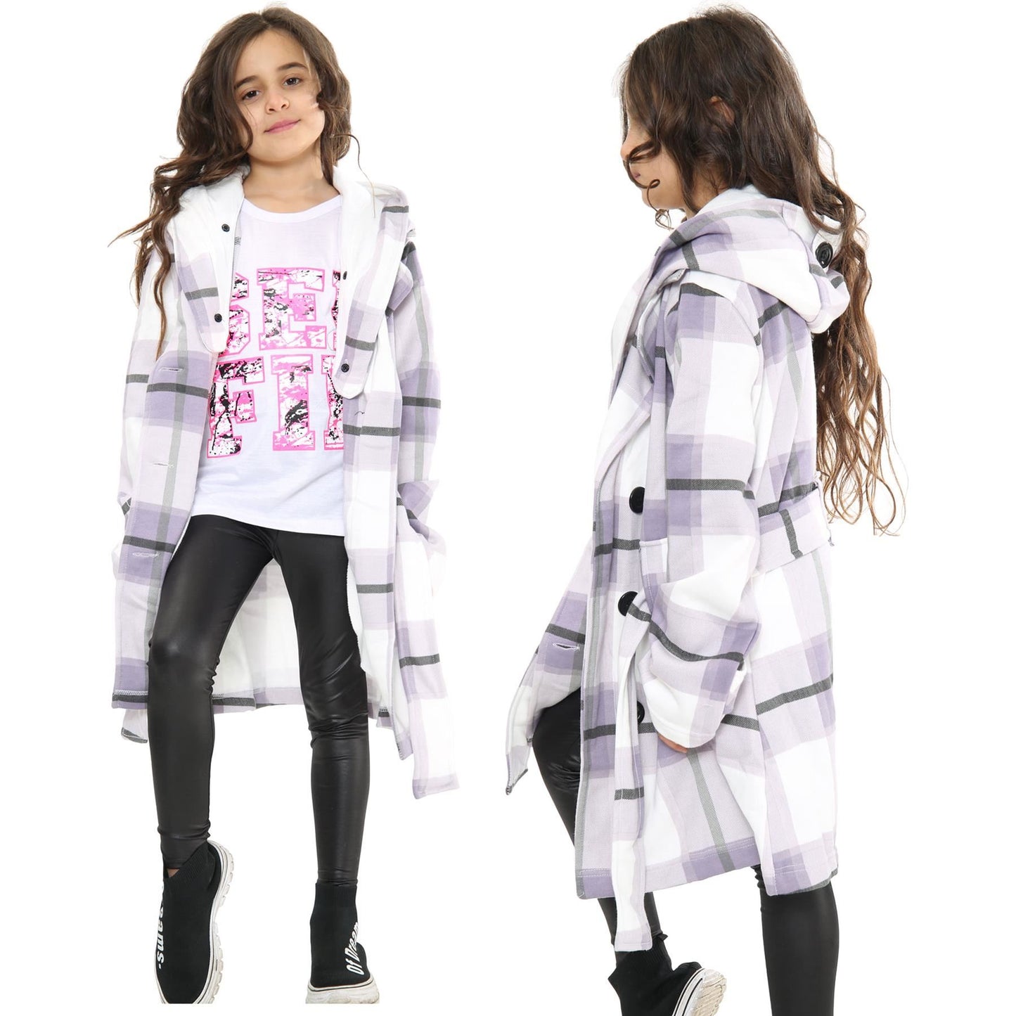 A2Z 4 Kids Parka Jacket Hooded Warm Jacket Oversized Belted Cuffs 5 -13 Years