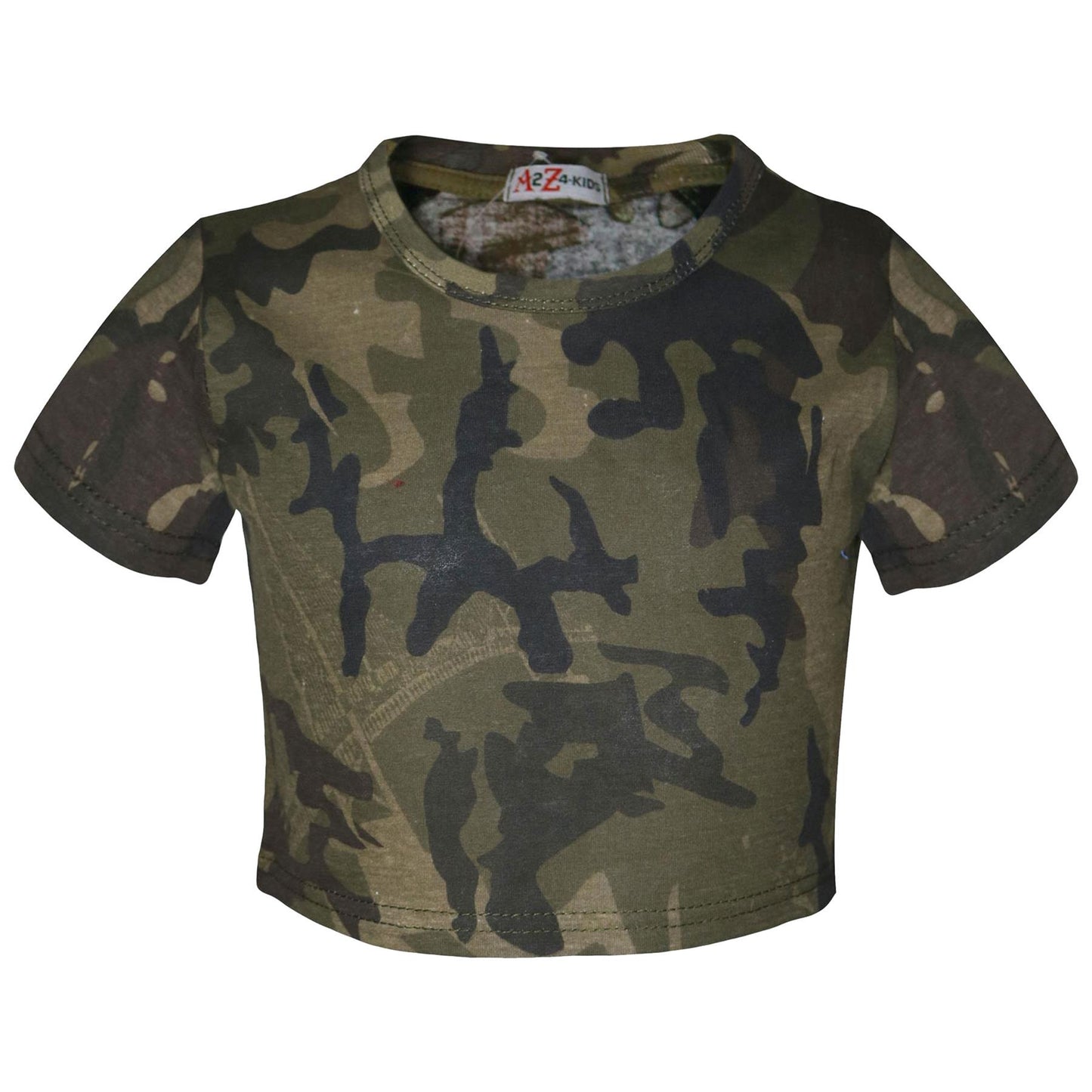 A2Z 4 Kids Camouflage Crop Top & Skater Skirt Set Short Sleeves T Shirt Summer Outfit 2 Piece Activewear For Girls Age 5-13 years
