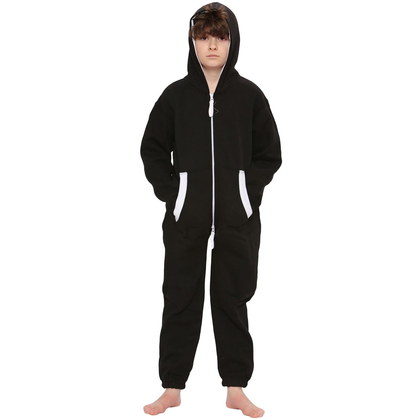 A2Z Onesie One Piece Kids Black Pyjamas Sleepsuit Costume Girls & Boys 5-13 Year