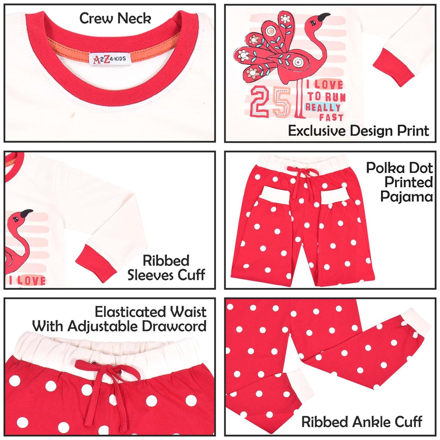 Kids Girls Flamingo Print Pyjamas Children PJs 2 Piece Cotton Set Nightwear 2-13