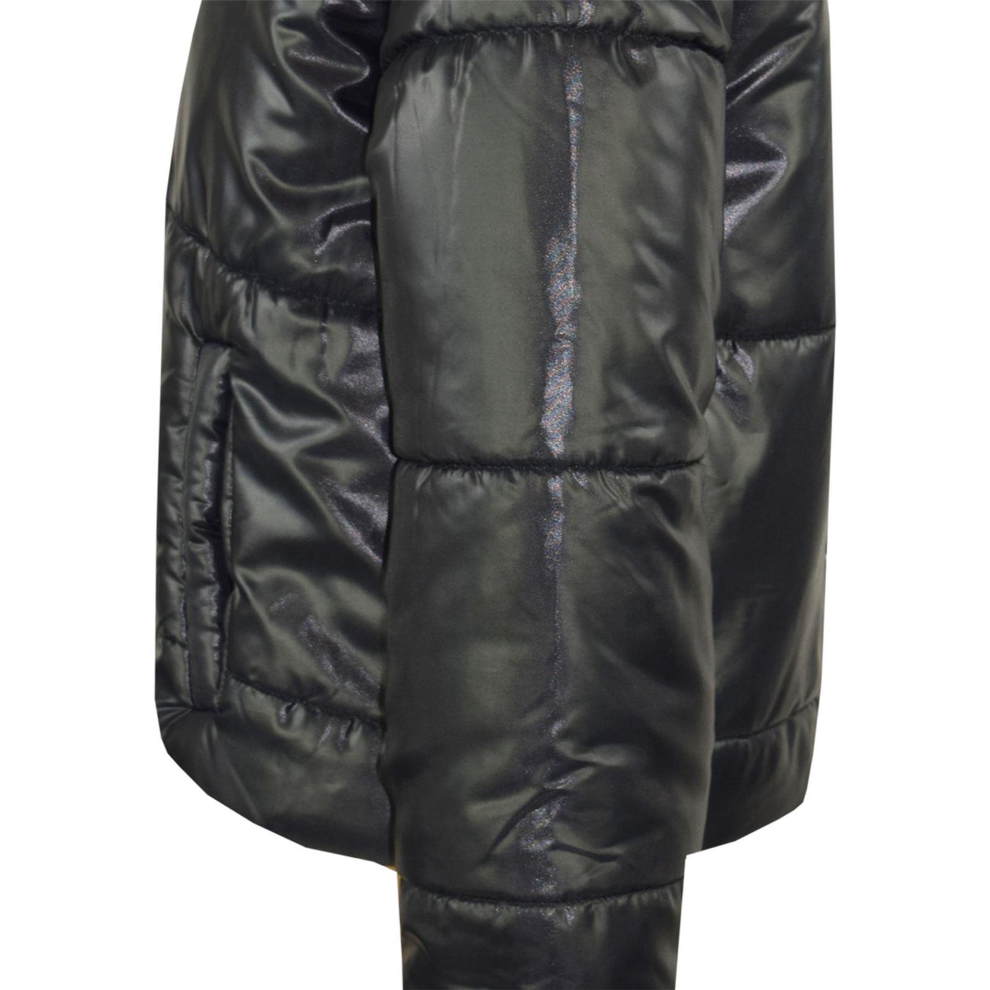 Girls Jacket Kids Wetlook Cropped Padded Quilted Puffer Bubble Jackets Coat 5-13