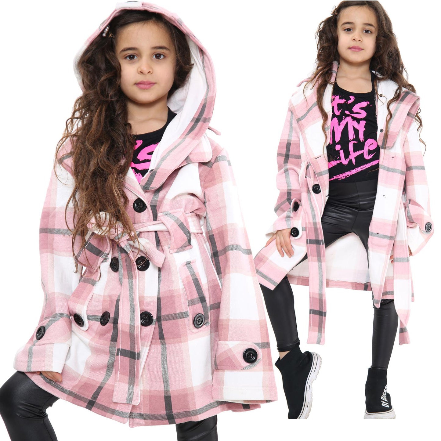 A2Z 4 Kids Parka Jacket Hooded Warm Jacket Oversized Belted Cuffs 5 -13 Years