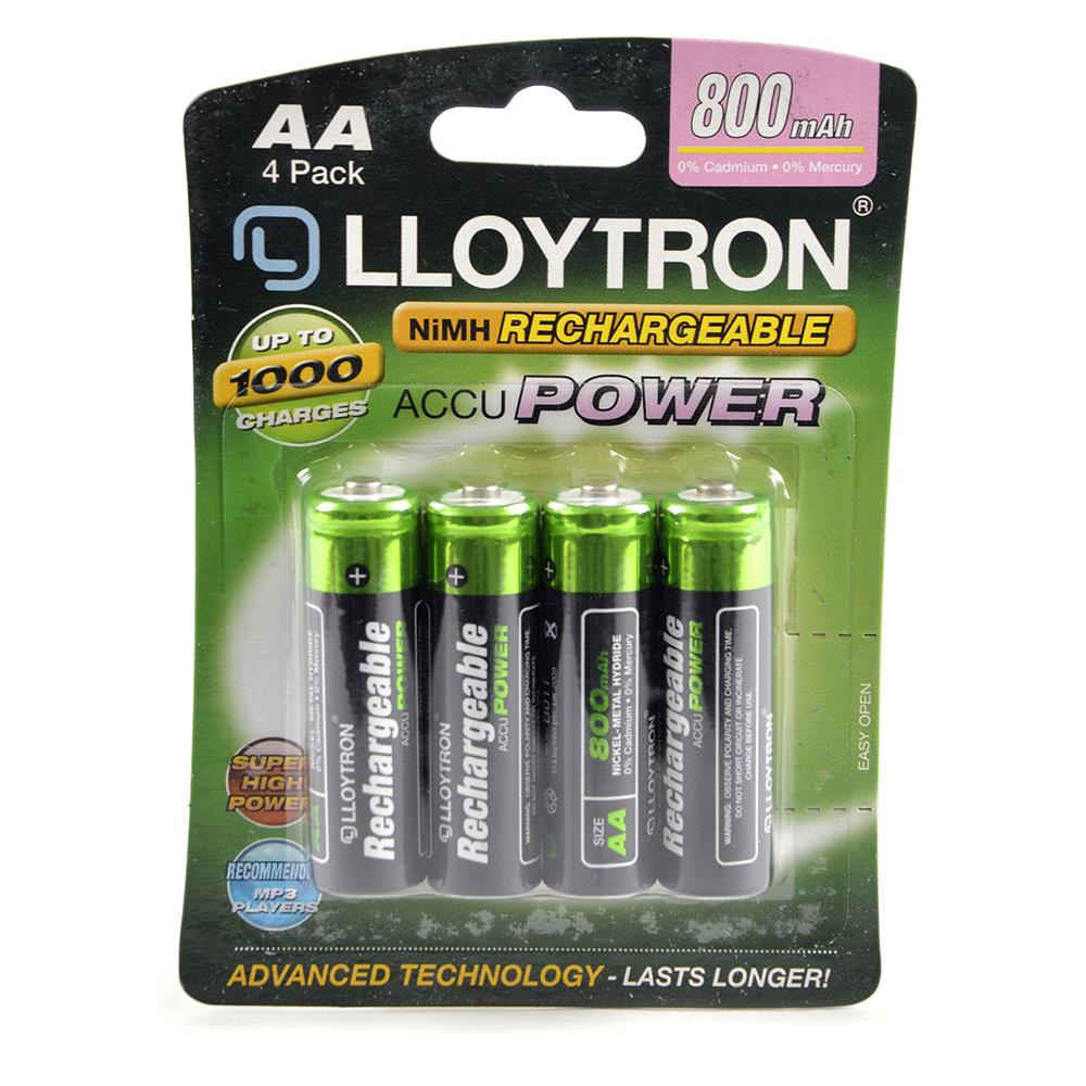 A2Z NiMH Rechargeable Accu Power Battery 800mAh Lasts Long AA Size Pack of 4