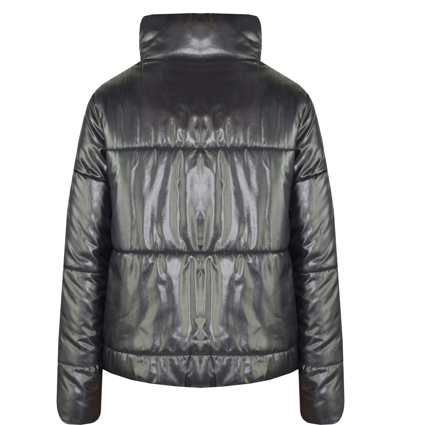 Girls Jacket Kids Wetlook Cropped Padded Quilted Puffer Bubble Jackets Coat 5-13