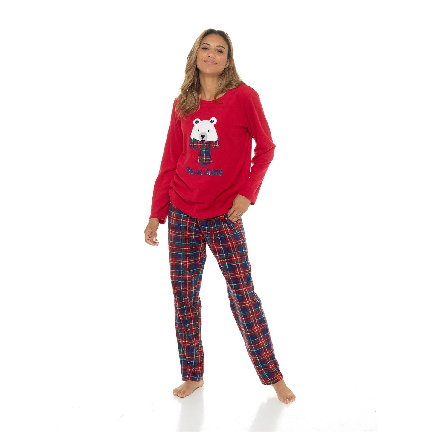 Ladies Fleece Pyjama Set Cosy Dog & Bear Warm Winter Loungewear Sizes 8-22
