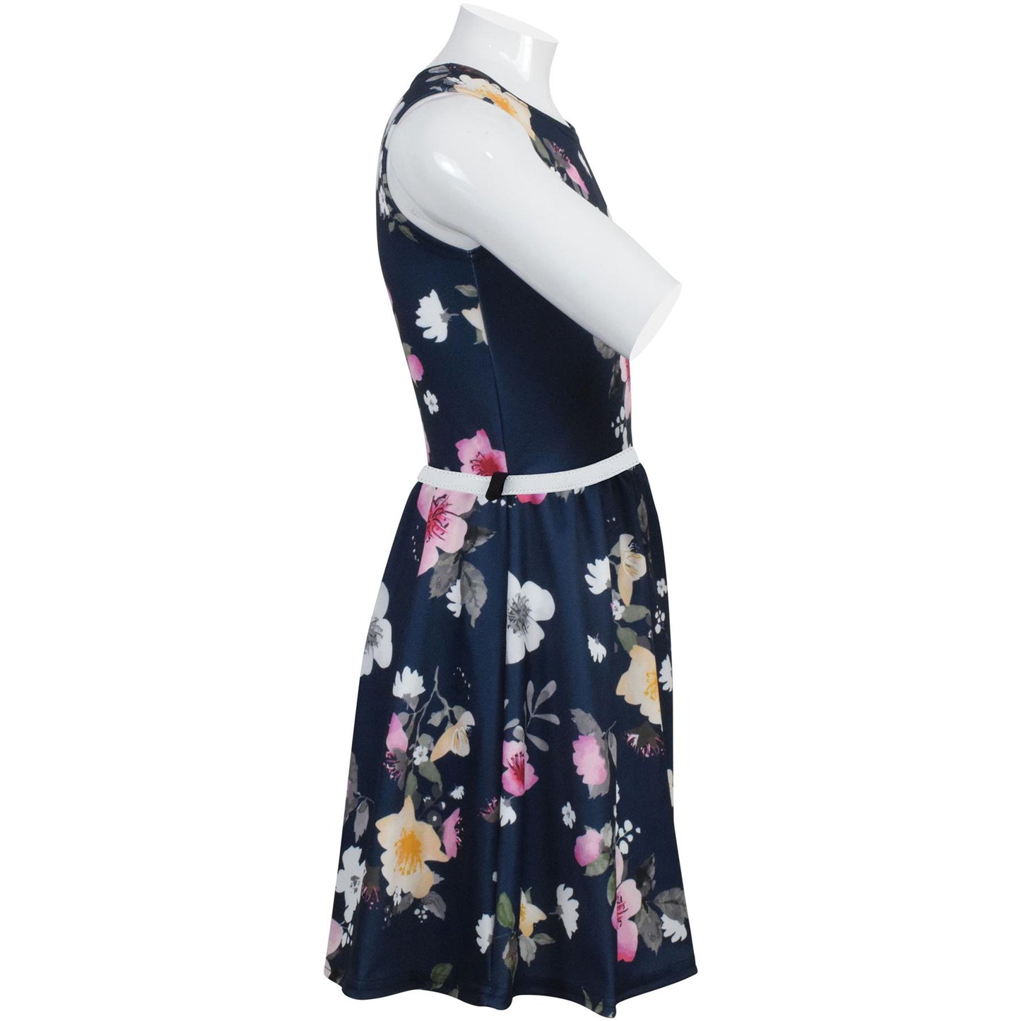 Kids Girls Skater Dress Sleeveless Party Fashion Navy Floral Summer Dresses