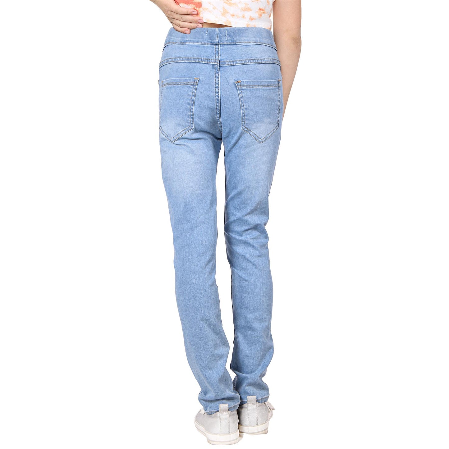 Kids Girls Denim Stars Ripped Jeans Comfort Stretchy Skinny Fashion Pants