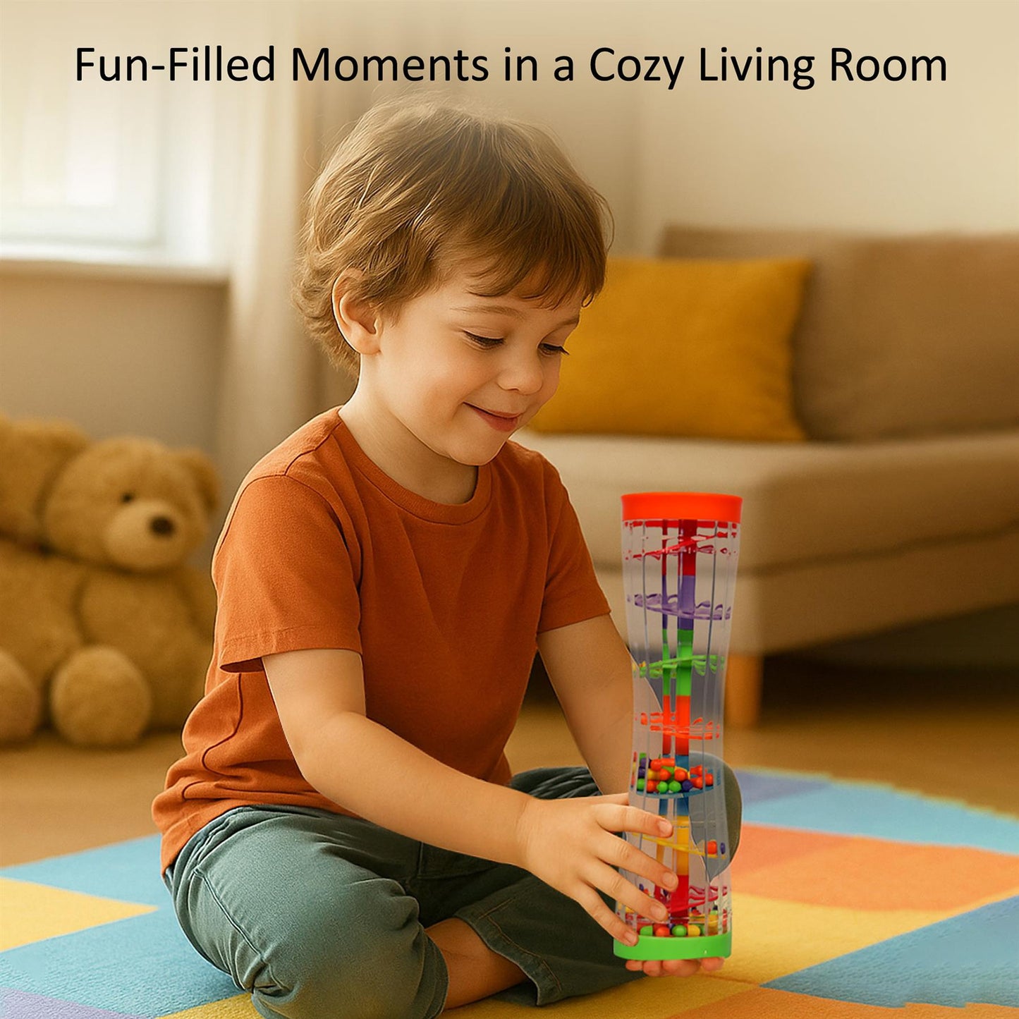 A2Z 4 Kids Rainbow Beads Rainmaker Baby Toys Auditory Todler Rain Sound 6 Month+