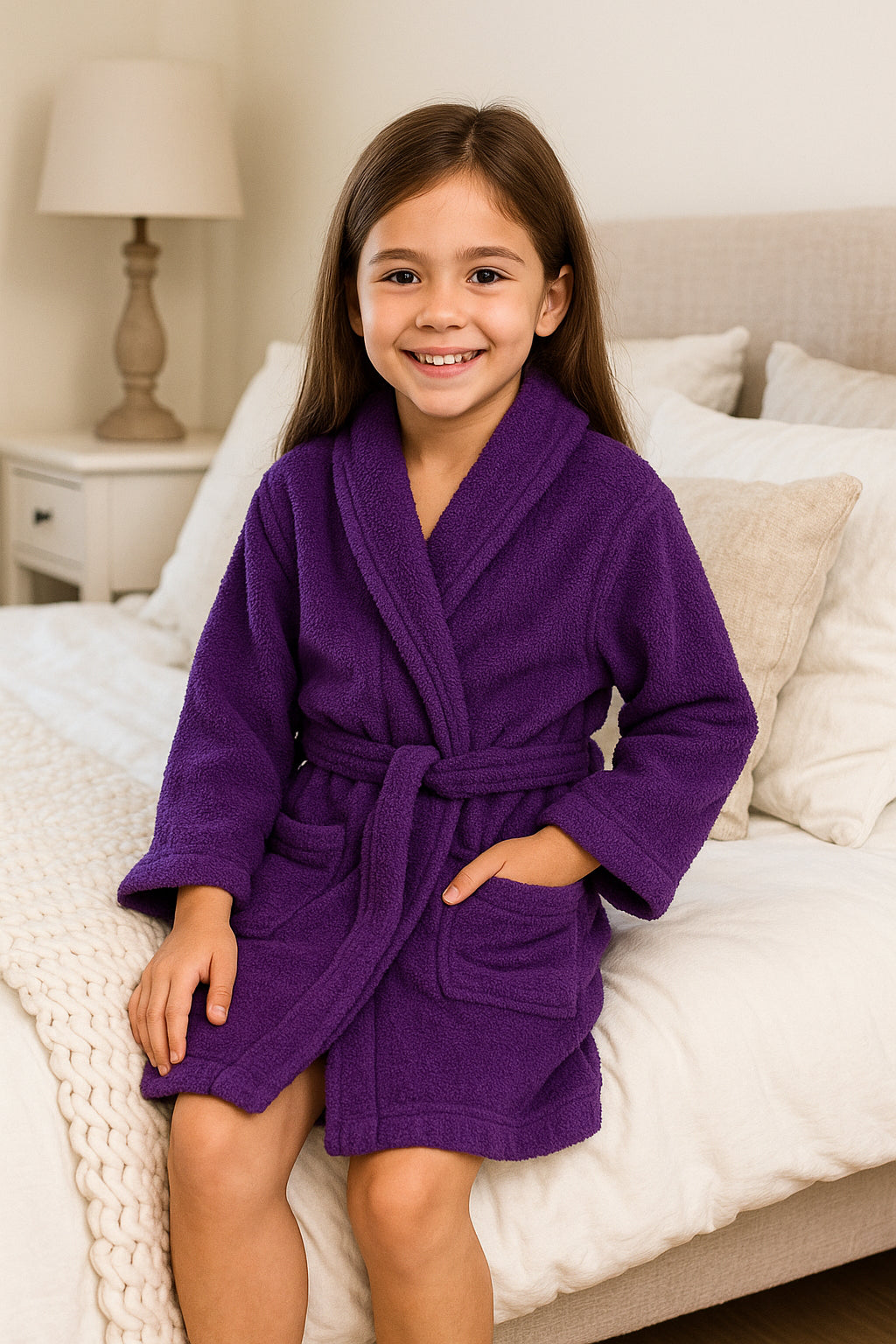 A2Z 4 Kids Girls Boys Towel Bathrobe Shawl Collar Soft for Age 5-13 Years