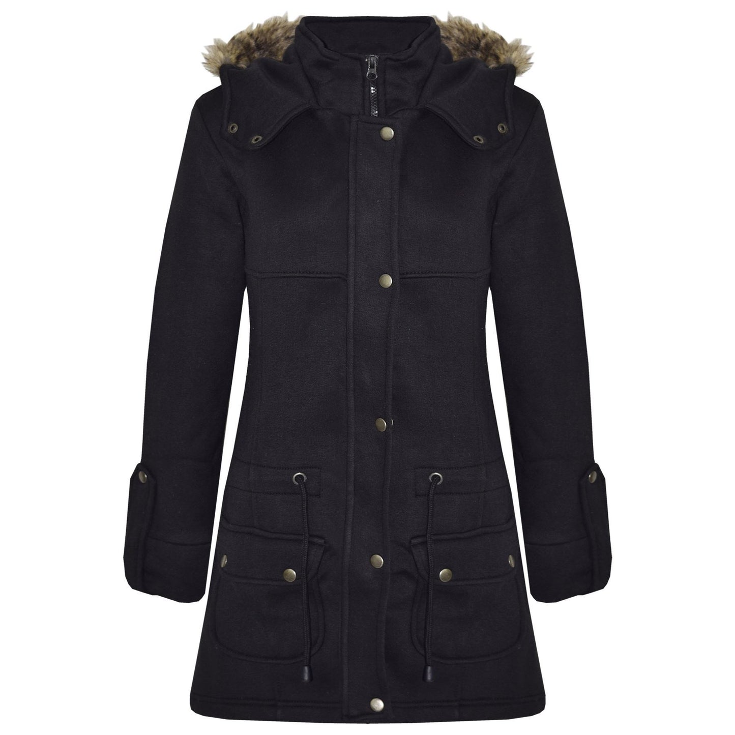 GIRLS COAT KIDS FLEECE PARKA JACKET LONG FAUX FUR HOODED SUMMER COATS AGE 7-13Y