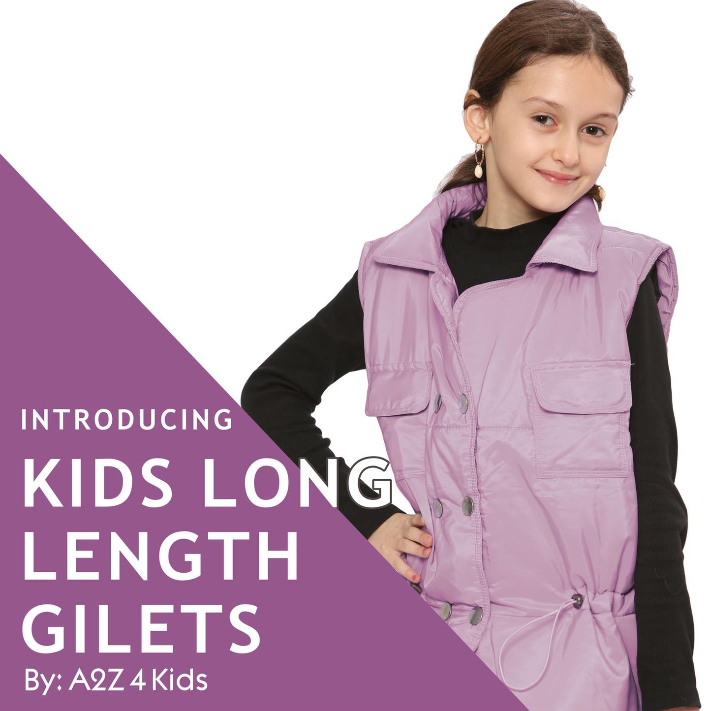Kids Girls Sleeveless Coat Gilet Fashion Oversized Gilet Style Jacket Coat
