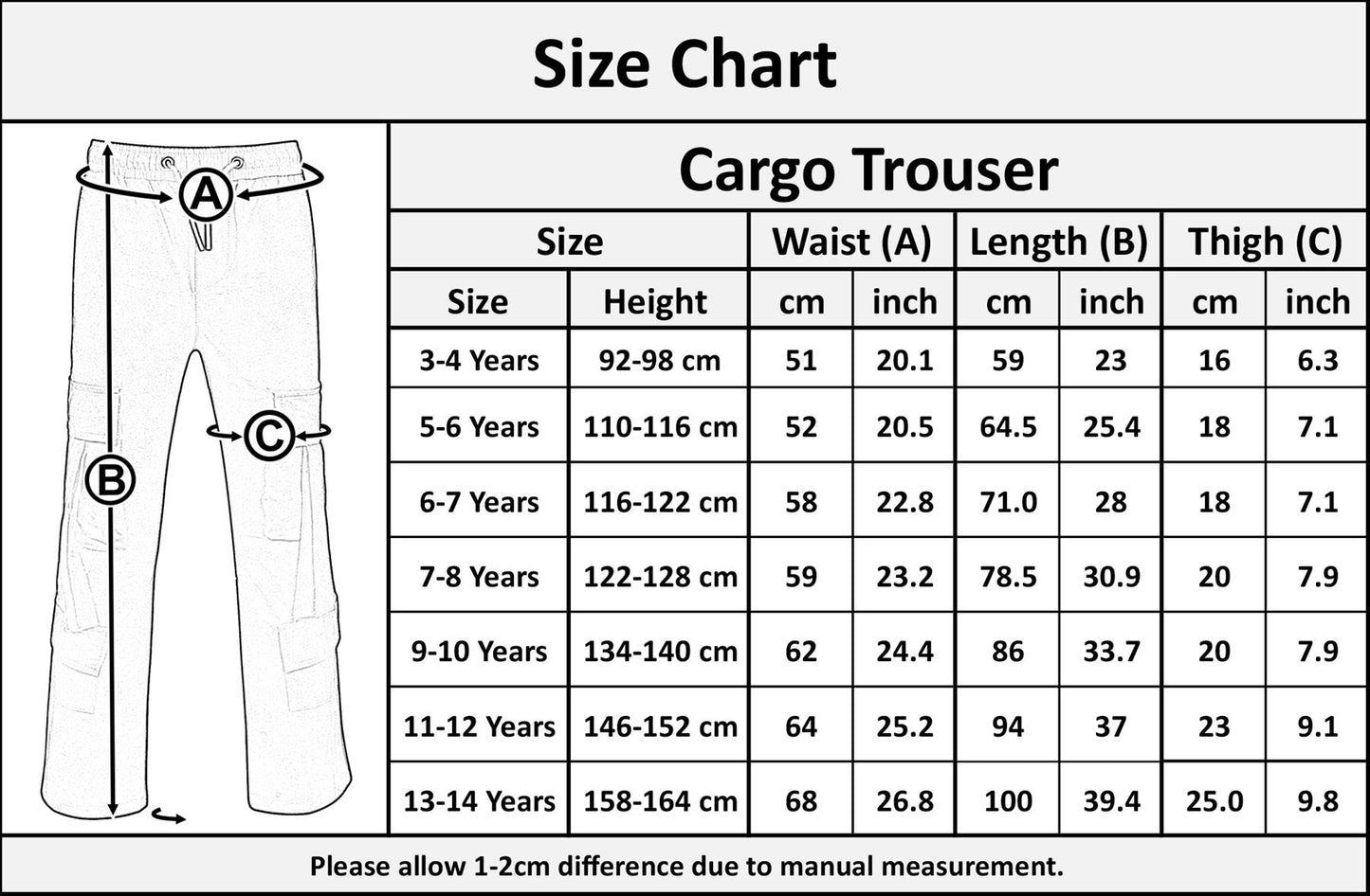 Kids Girls Cargo Trousers Elasticated Waist Comfortable Joggers Activewear Pants
