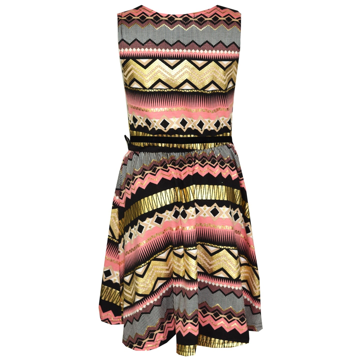 Girls Skater Dress Kids Aztec Print Summer Party Swing Midi Dresses 7-13 Years