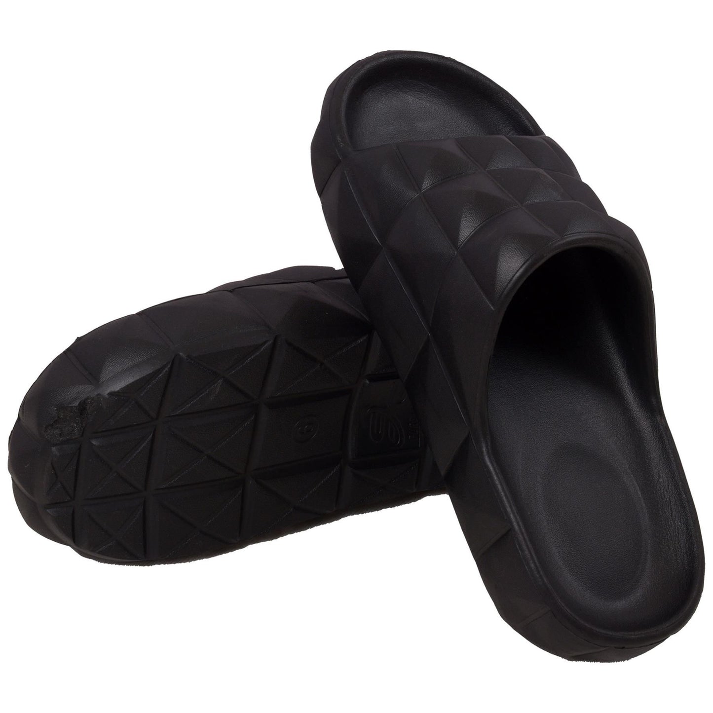 Womens Open Toe Soft Padded Diamond Slider Slip-On Casual Summer Mule Slipper