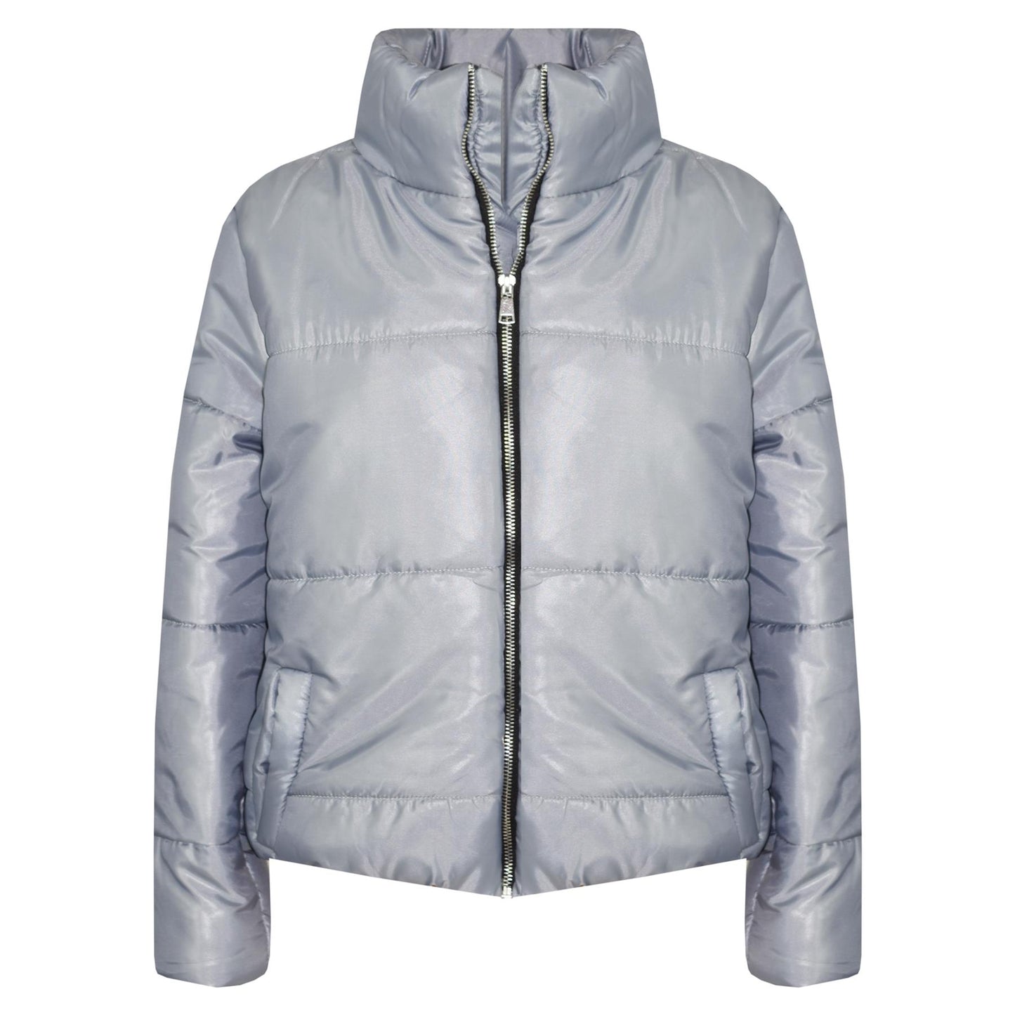 Girls Jacket Kids Wetlook Cropped Padded Quilted Puffer Bubble Jackets Coat 5-13