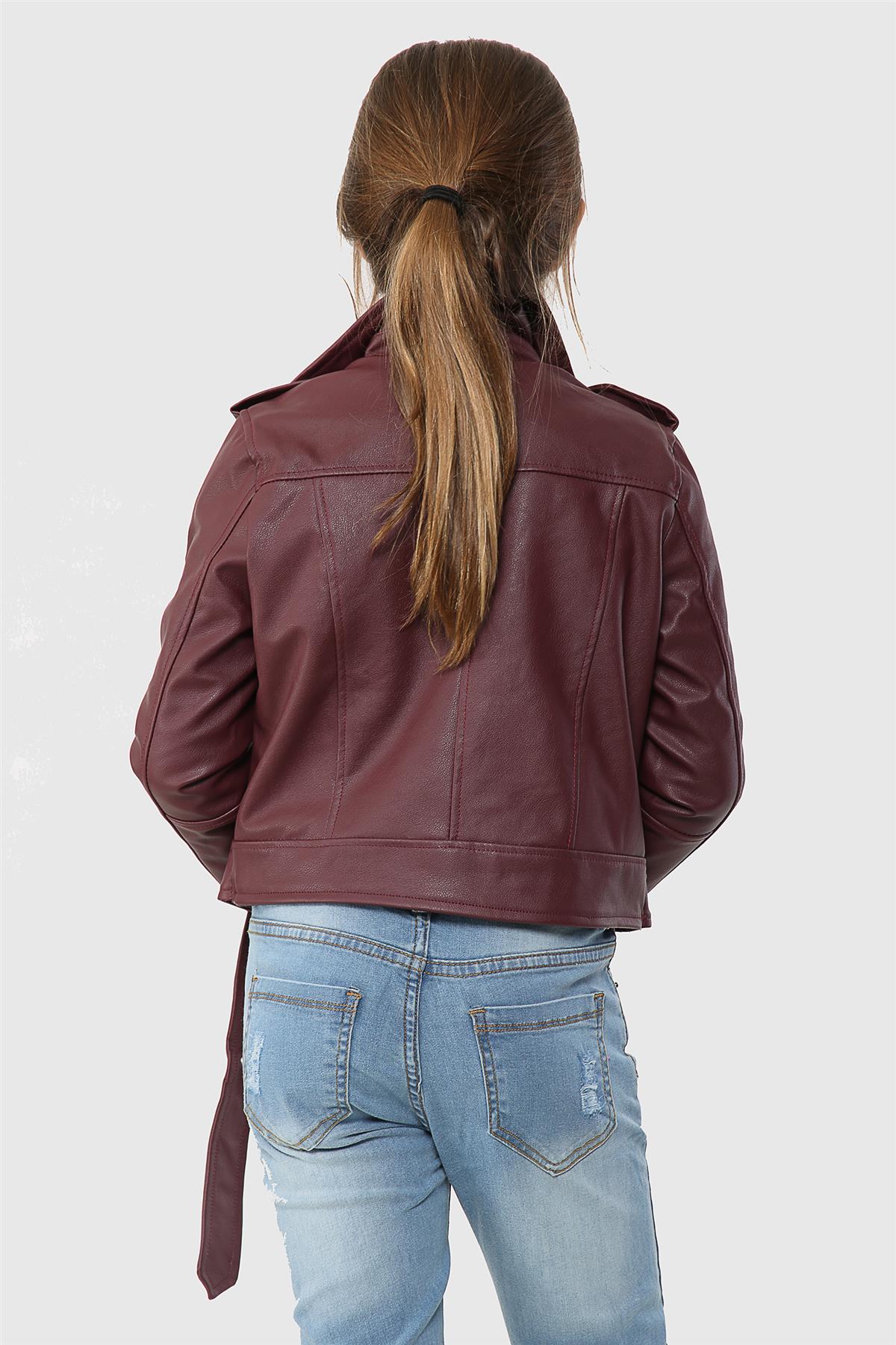 A2Z 4 Kids Girls PU Leather Jacket Zip Up Biker Trendy Belted Coats 5-13 Years