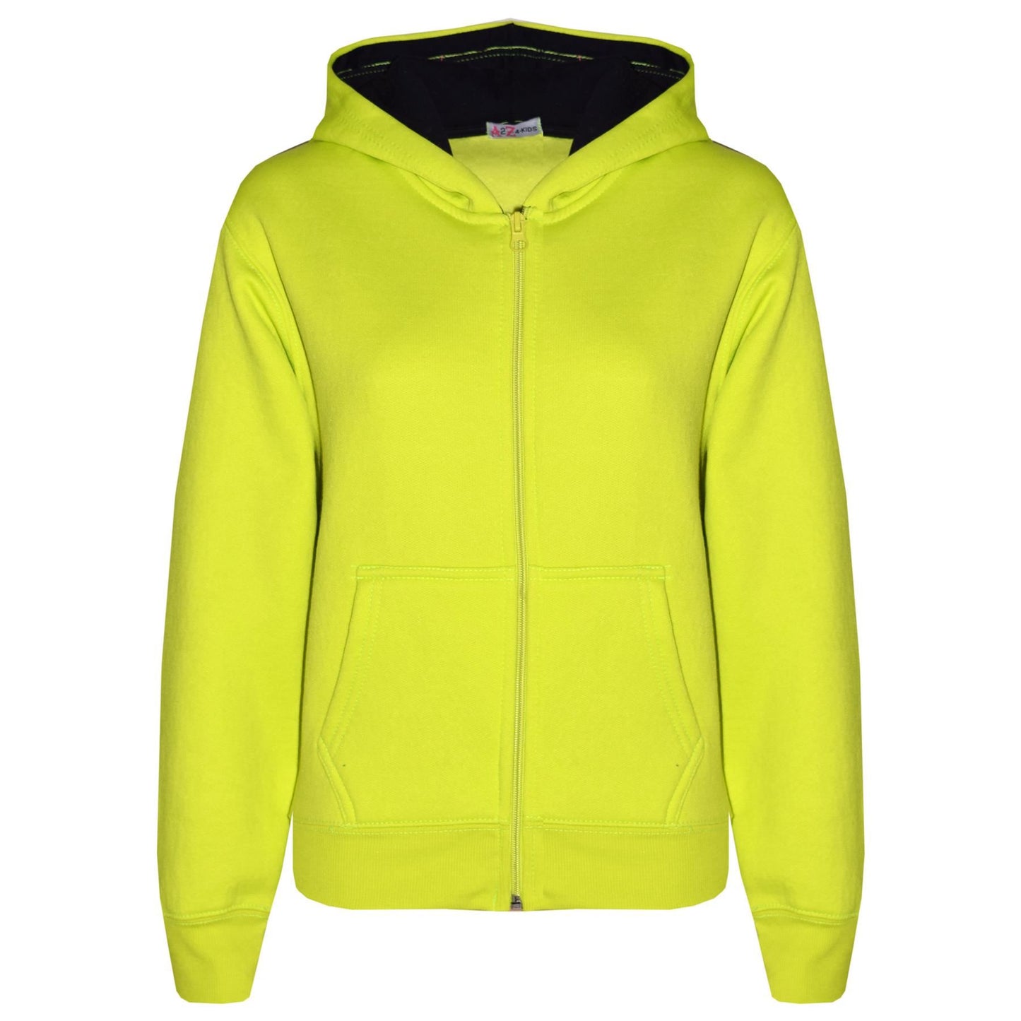 A2Z 4 Kids Boys Girls Plain Tracksuit Contrast Fleece Neon Green And Black Hoodie with Joggers Jogging Sweatpants Pants Sports Activewear Outfit Set For Girls Boys Age 5 6 7 8 9 10 11 12 13 Years