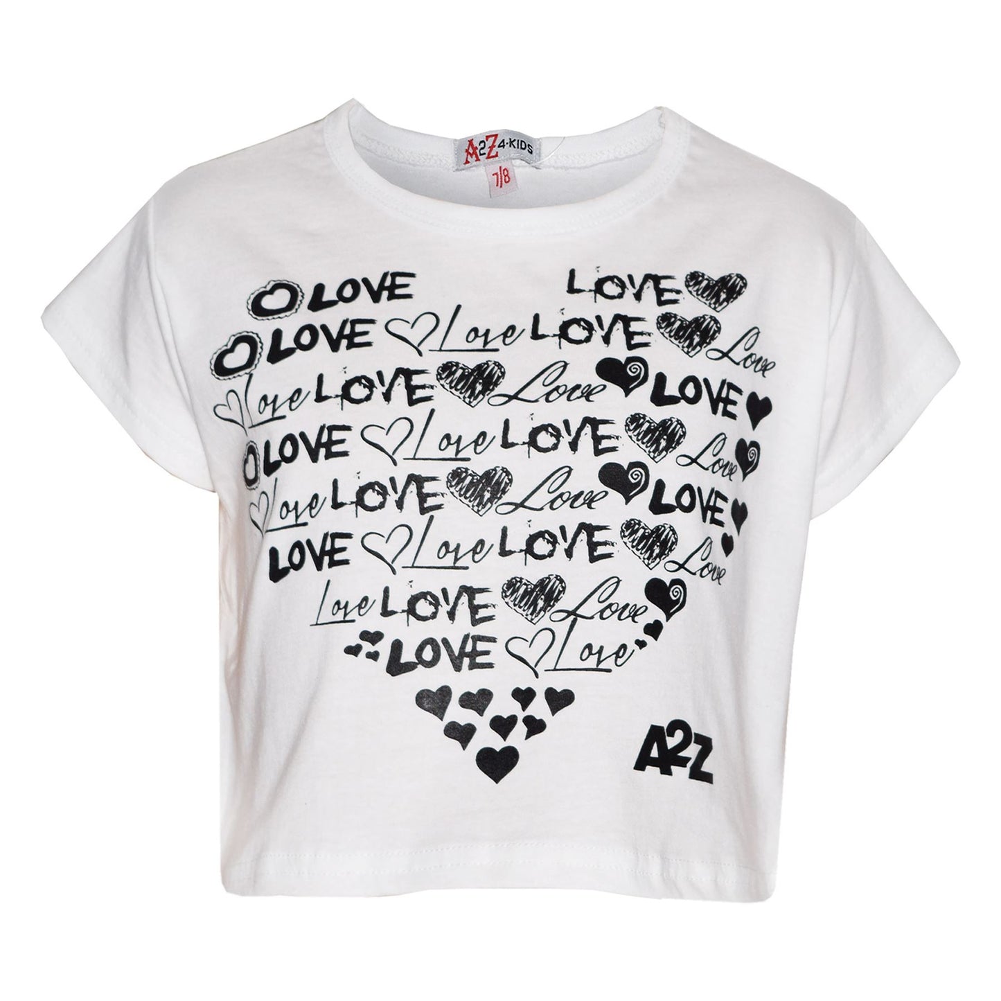 Girls Top Kids Love Print Stylish Fahsion Trendy T Shirt Crop Top Age 5-13 Years