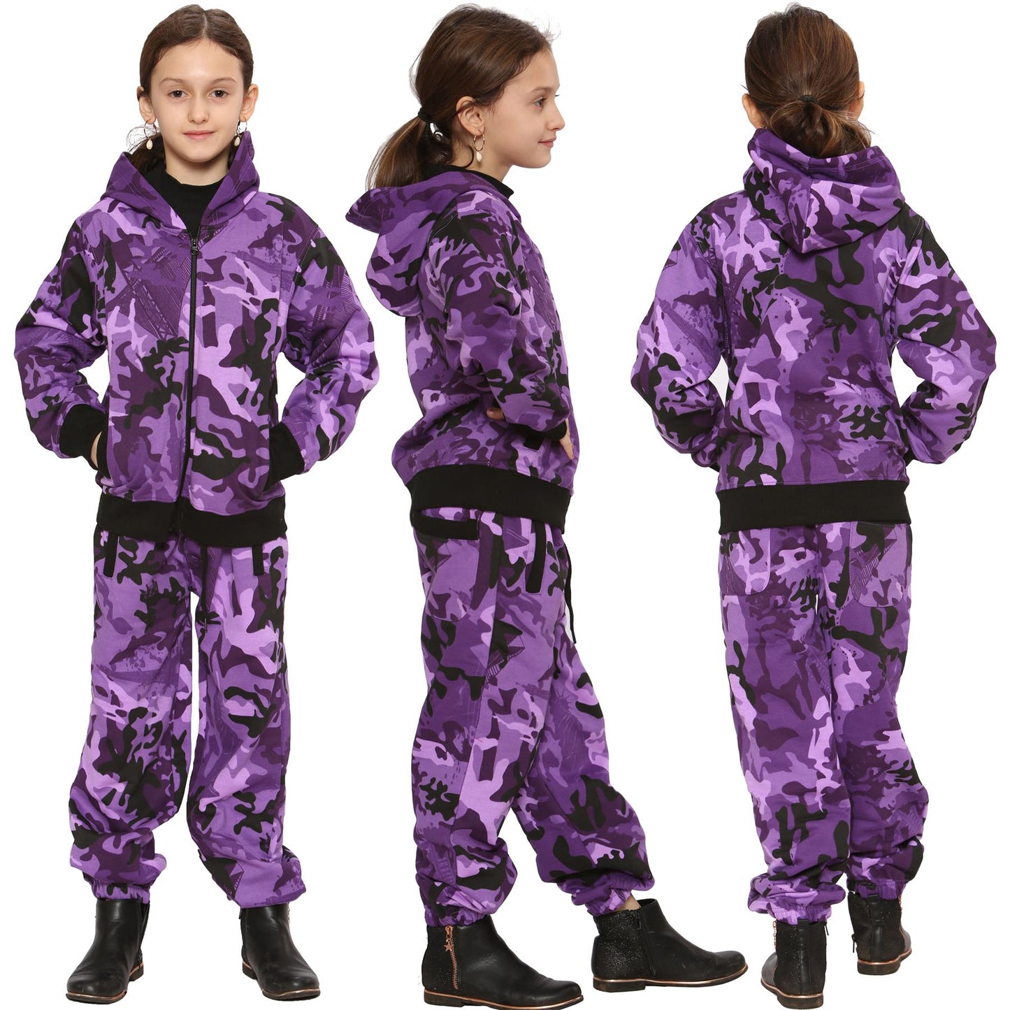 Kids Tracksuit Boys Girls Designer's Camouflage Jogging Suit Top Bottom 5-13 Yr