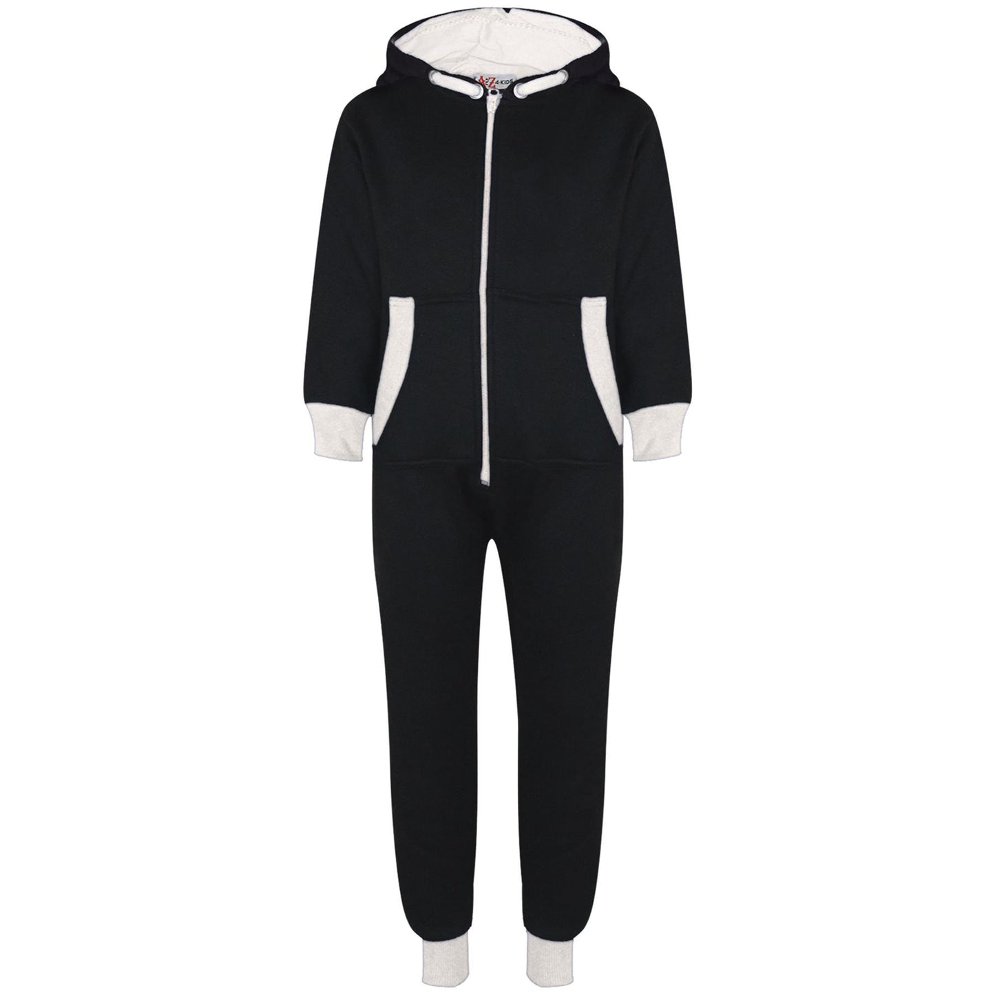 A2Z 4 Kids Girls Boys White Contrast Fleece Onesie All In One Jumsuit Playsuit Nightwear New Age 2 3 4 5 6 7 8 9 10 11 12._13 Years