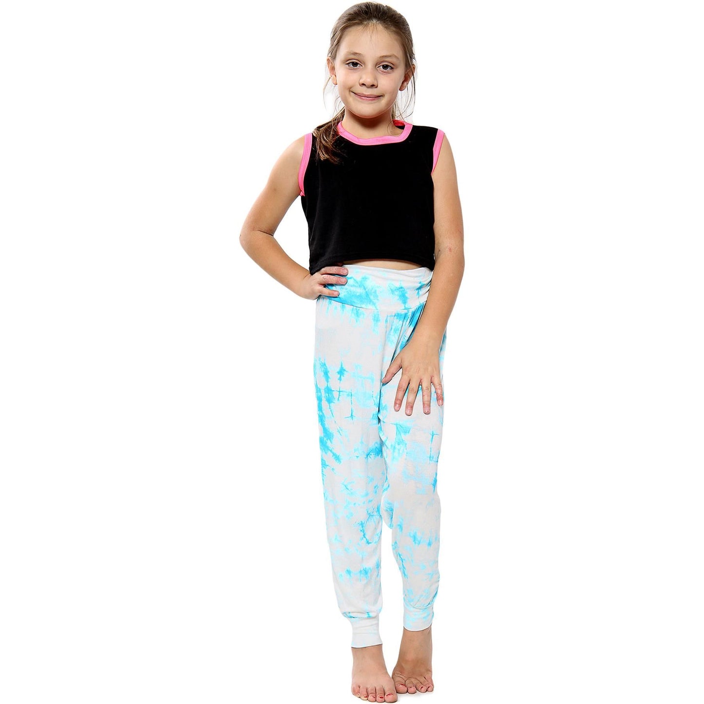 Kids Girls Ali Baba Harem Trouser Tie Dye Print Fashion Trendy Leggings 5-13 Yrs