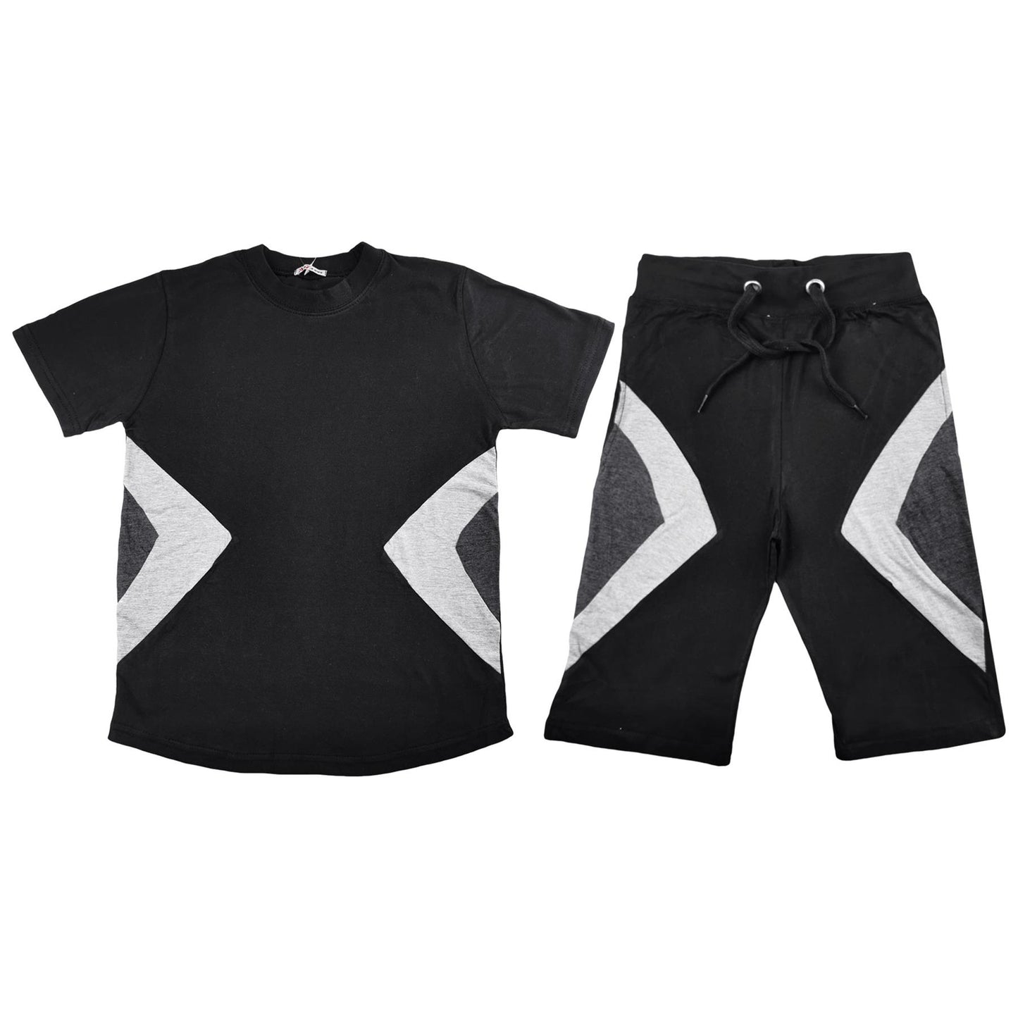 A2Z 4 Kids Boys T-shirt Top Shorts Set Contrast Panelled 100% Cotton Outfit Sets