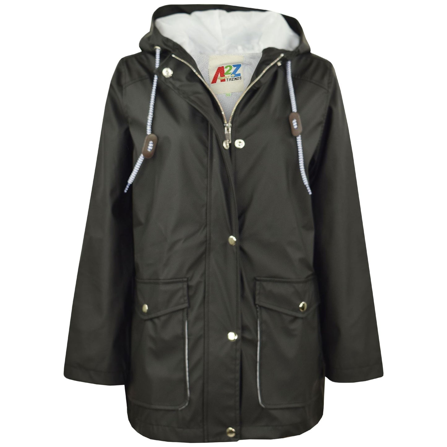 PU Raincoat Jacket Windbreaker Waterproof Parka Hooded Girls Boys Age 5-13 Years