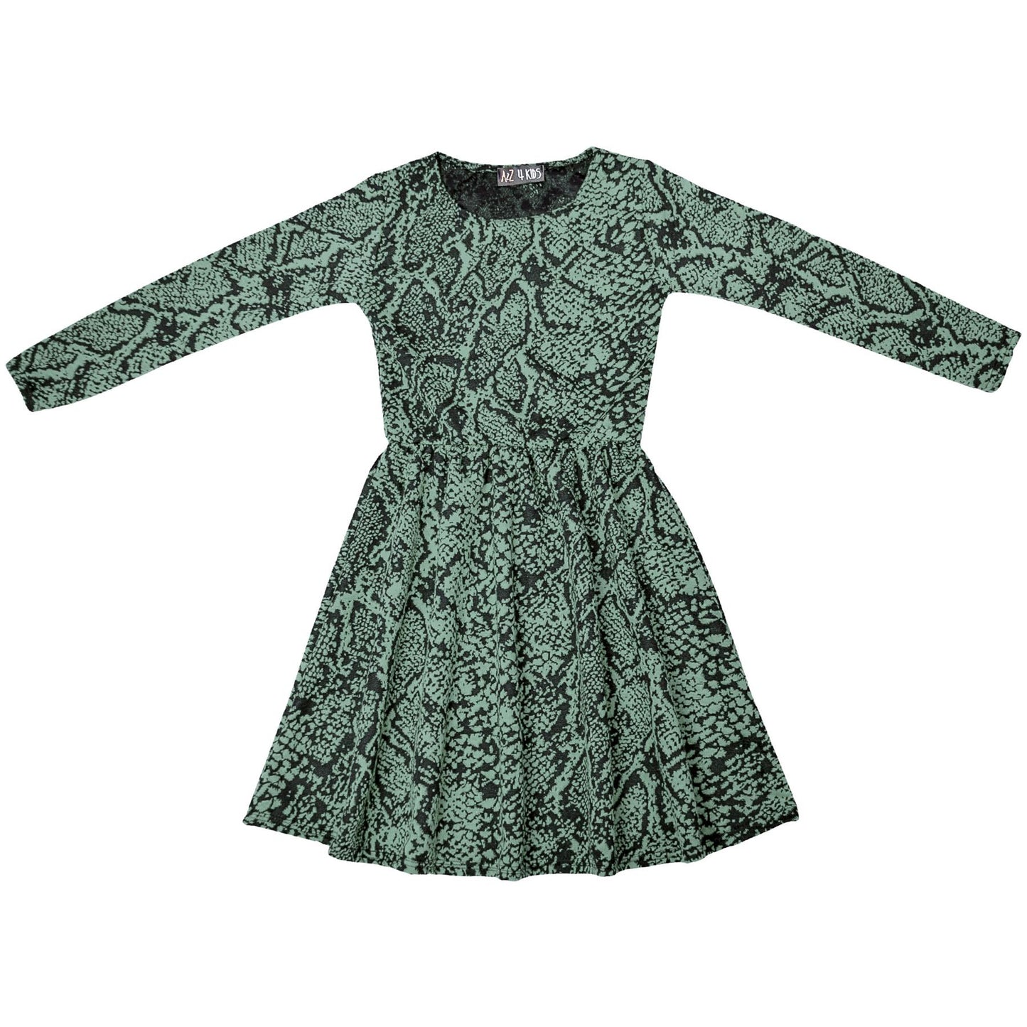 Kids Girls Skater Dress Long Sleeve Snake Flared Party Summer Dresses 5-13