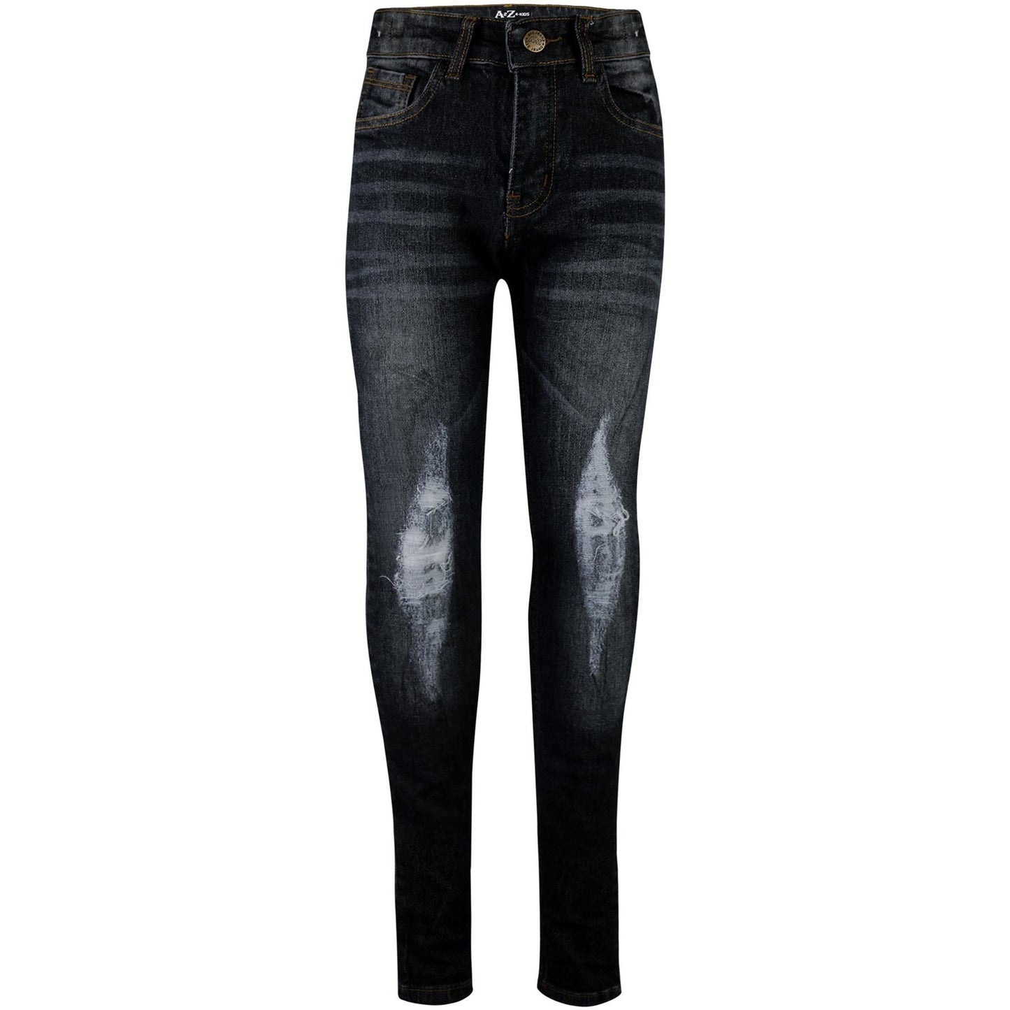 Kids Boys Stretchy Jeans Knee Ripped Denim Skinny Bikers Pants Slim Trouser 5-13