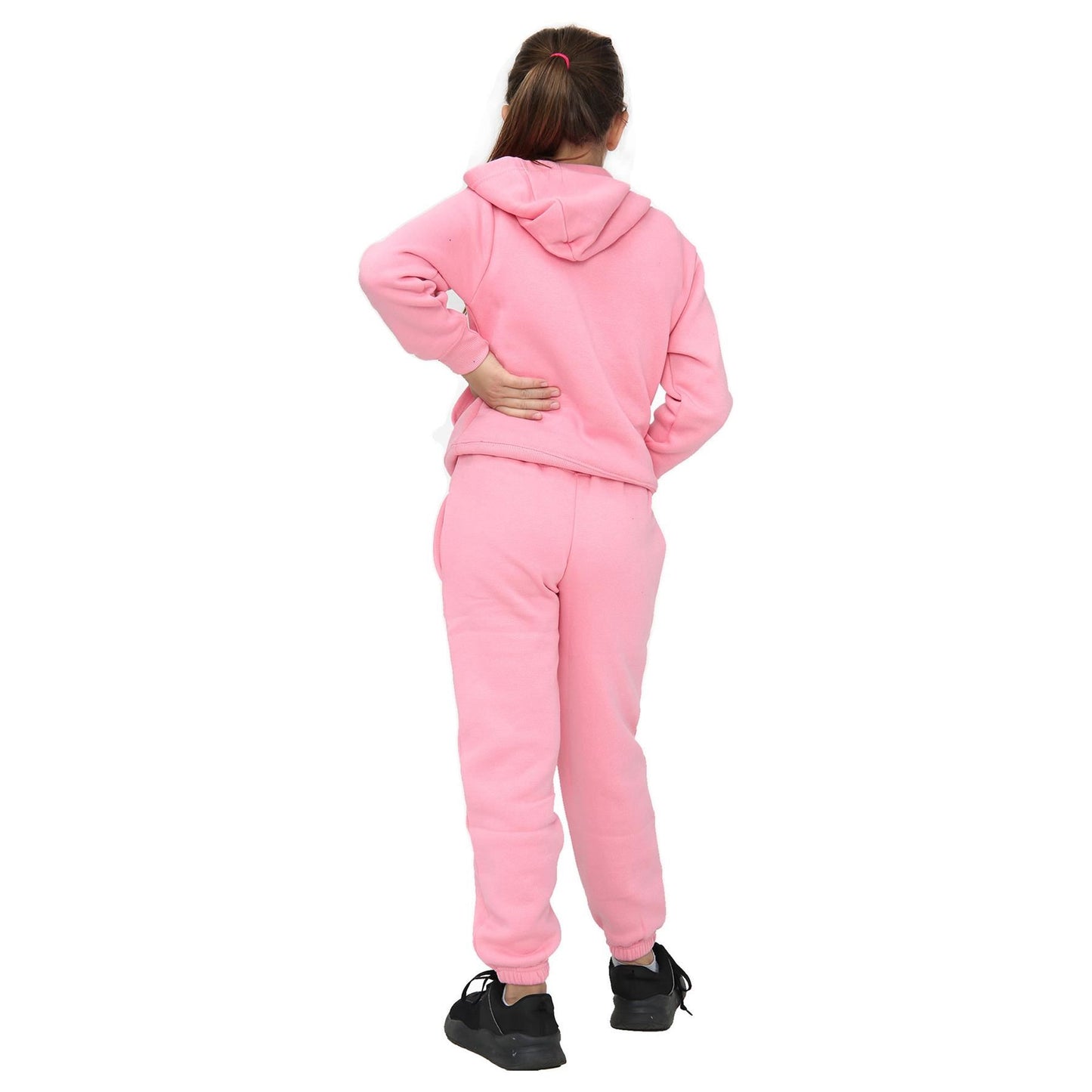 A2Z 4 Kids Girls Plain Tracksuit Baby Pink Hooded Sweat Hoodie & Bottom Jogging Suit Joggers Age 5 6 7 8 9 10 11 12 13 Years