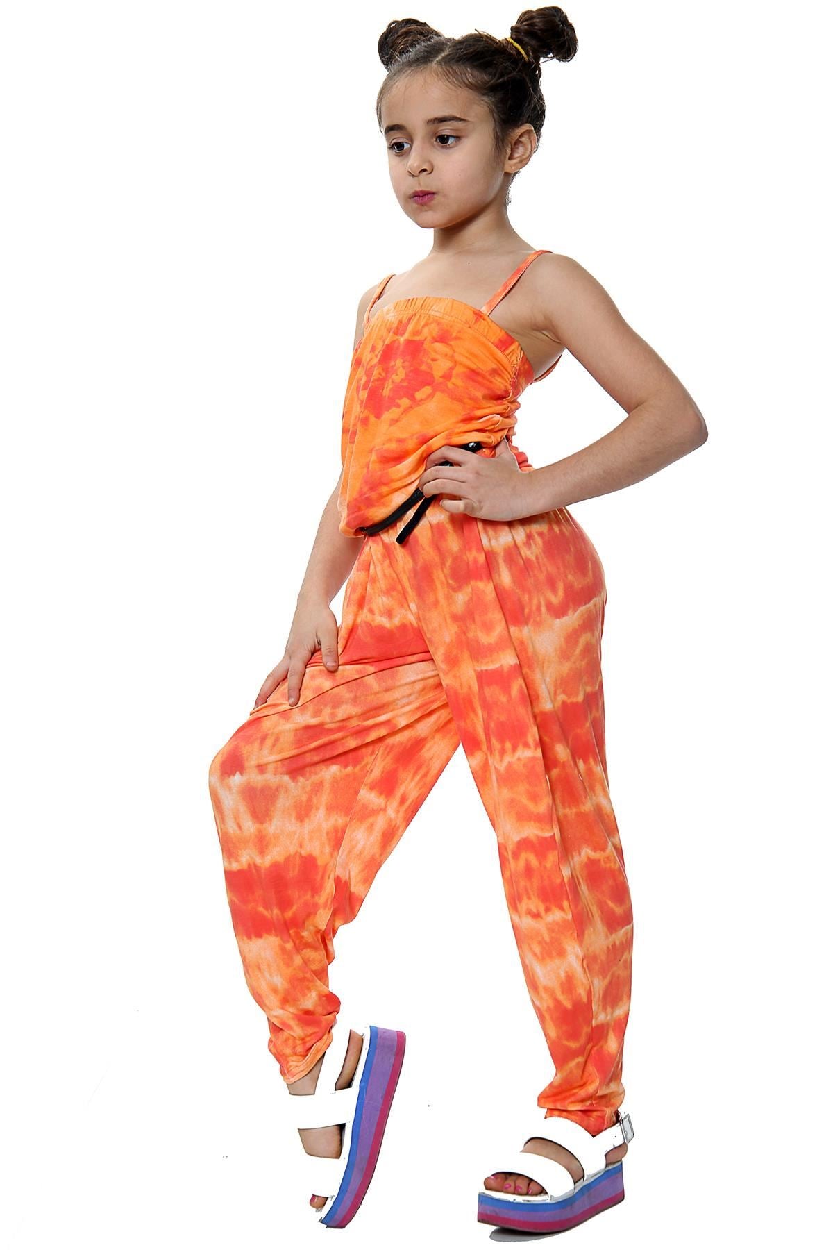 Kids Girls Jumpsuit Tie Dye Print Trendy Fahsion Playsuit All In One Jumpsuits