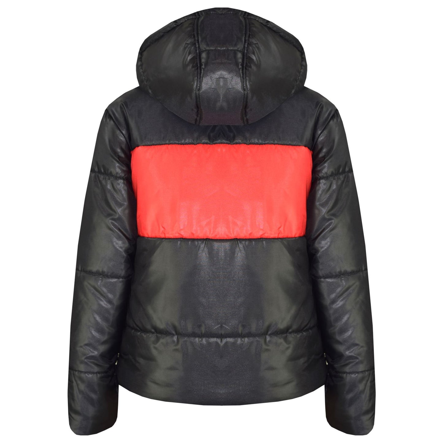 Kids Girls Boys Contrast Panel Jackets Hooded Padded Quilted Warm Coats 5-13 Yr