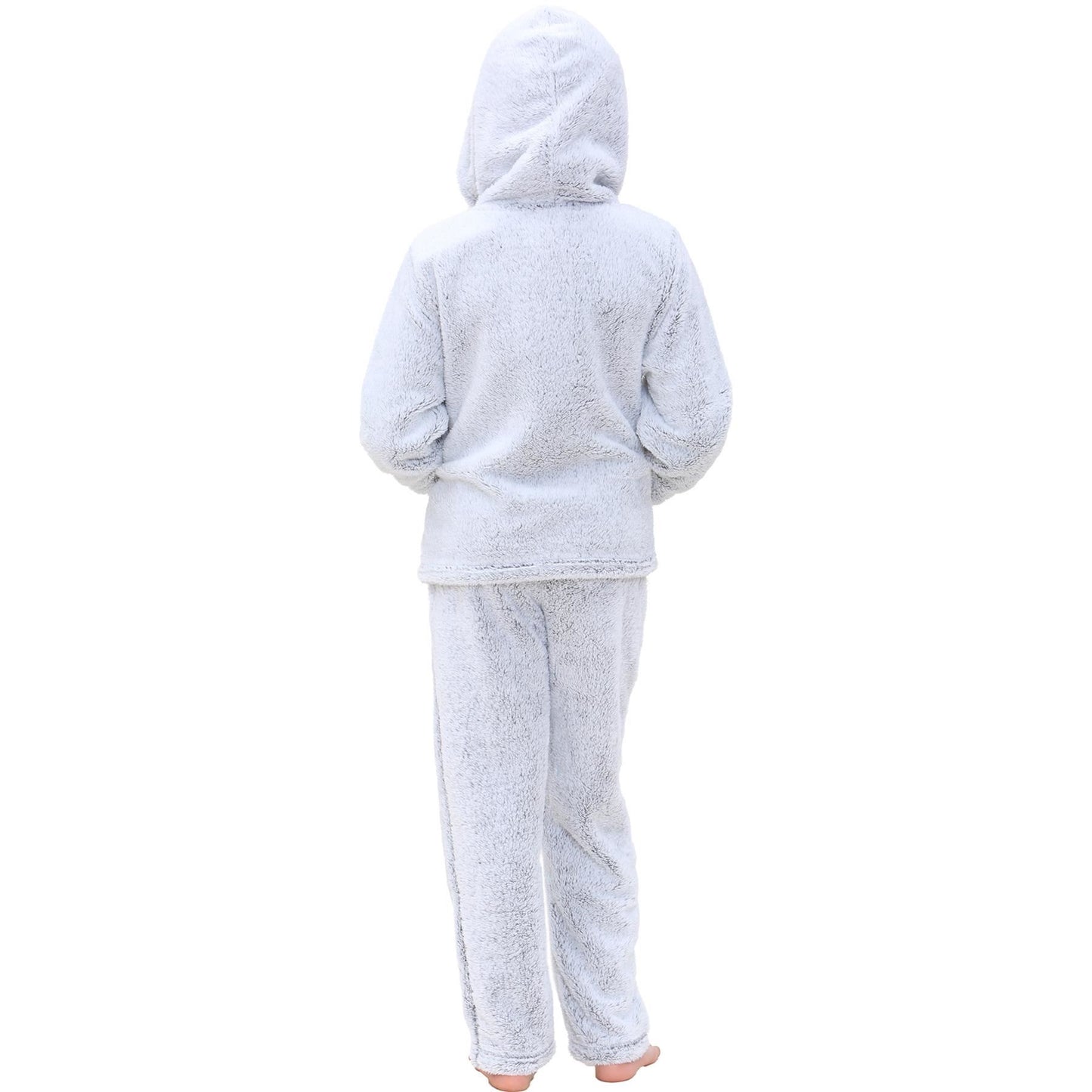 Kids Boys Girls Plain Pyjama Extra Soft Loungewear Thick Pile Fleece PJS Set